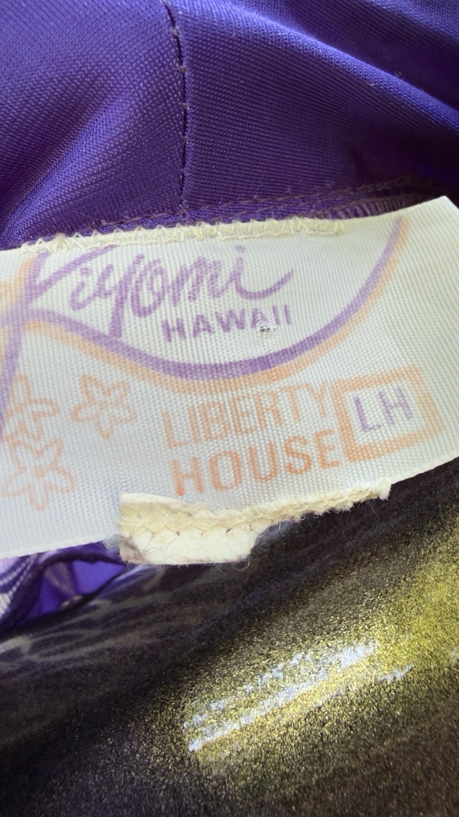 Vintage Liberty House By Kyomi Hawaii Maxi Dress M Purple w Frog Button Closures
