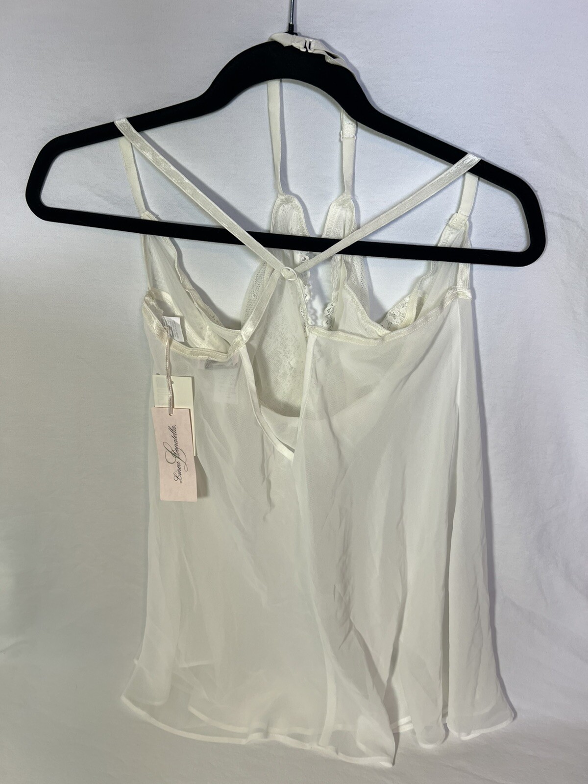 Vintage Linea Donatella XL Ivory Wedding Babydoll Satin & Mesh Nightgown NWT