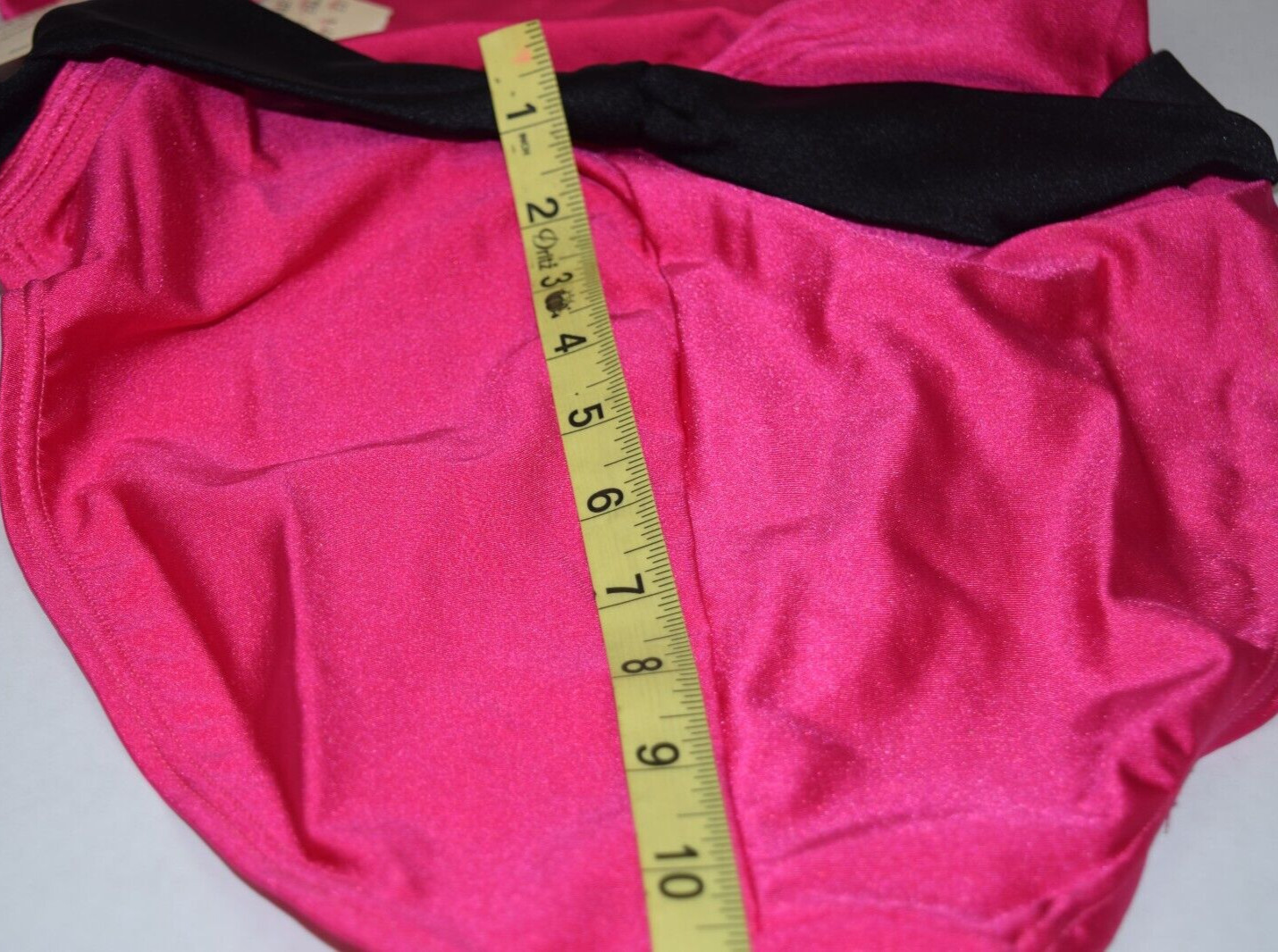 Vintage Swimsuit Aruba Size 12 80s Shimmery Hot Pink Black Belt Open Back NWT