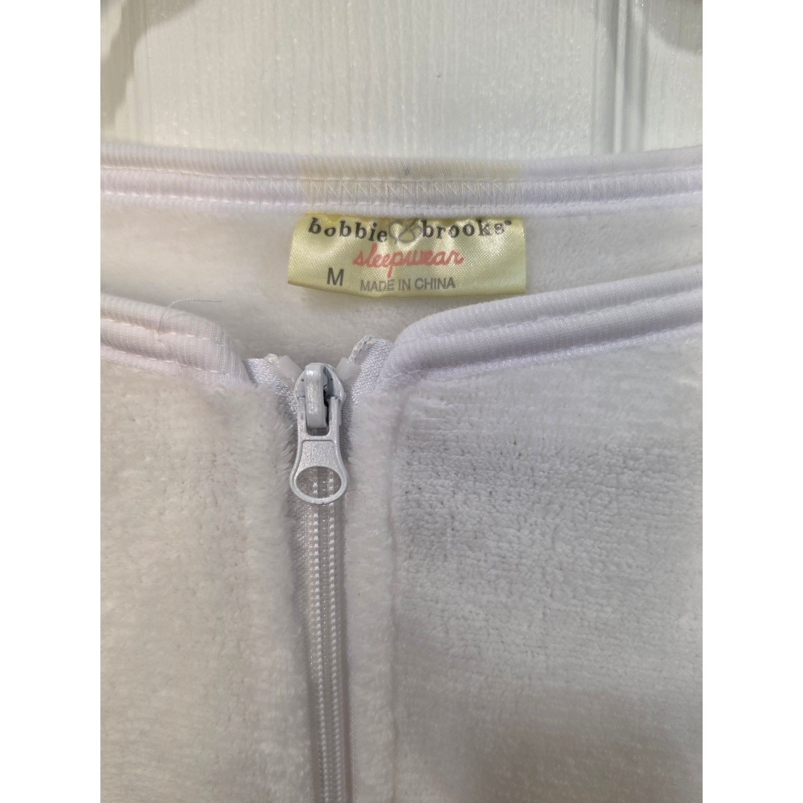 Bobbie Brooks Vintage White Terry Cloth Zip Front Swim Cover Up Robe NWT Medium