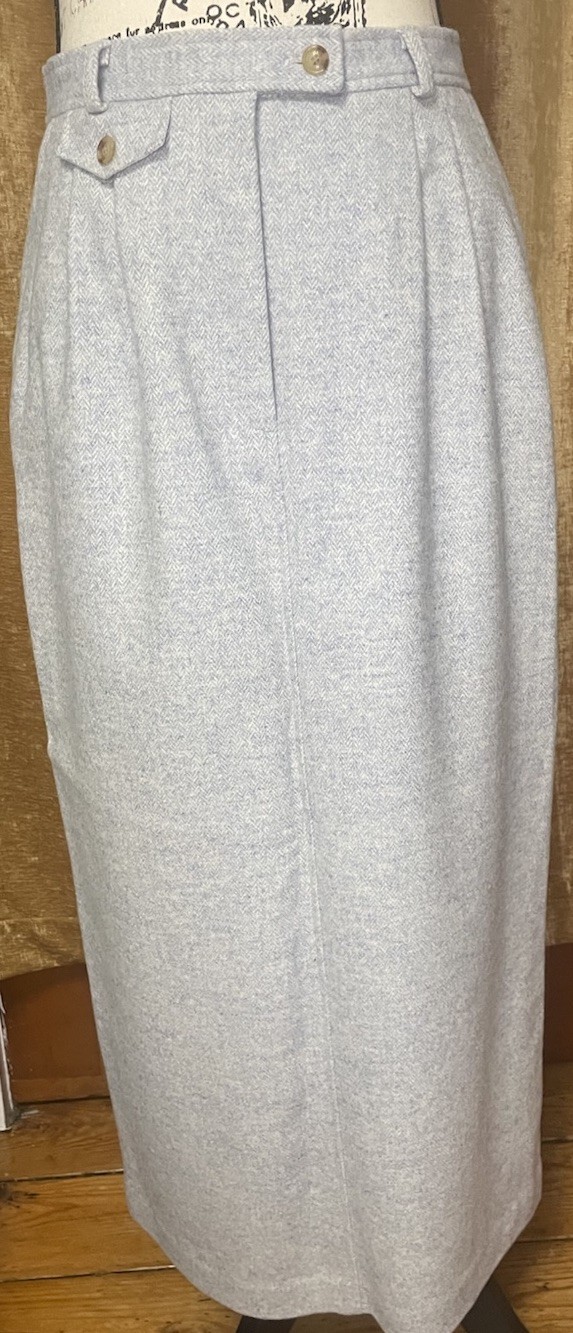 Vintage Orvis Y2k 90’s Skirt Tweed Wool Silk Size 6 Blue Classic Academic Work