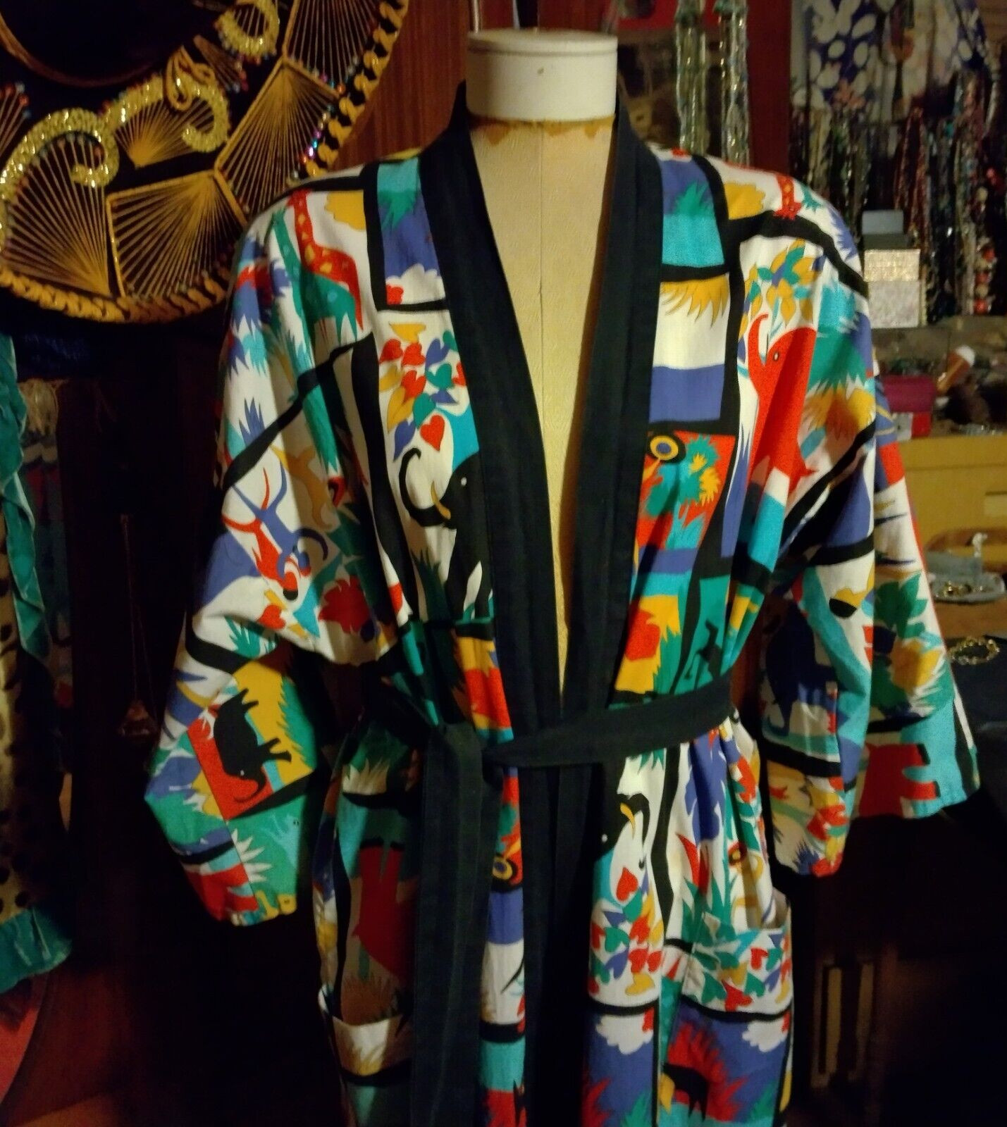 Ruth Norman New York Neiman Marcus wrap around lightweight robe jungle safari