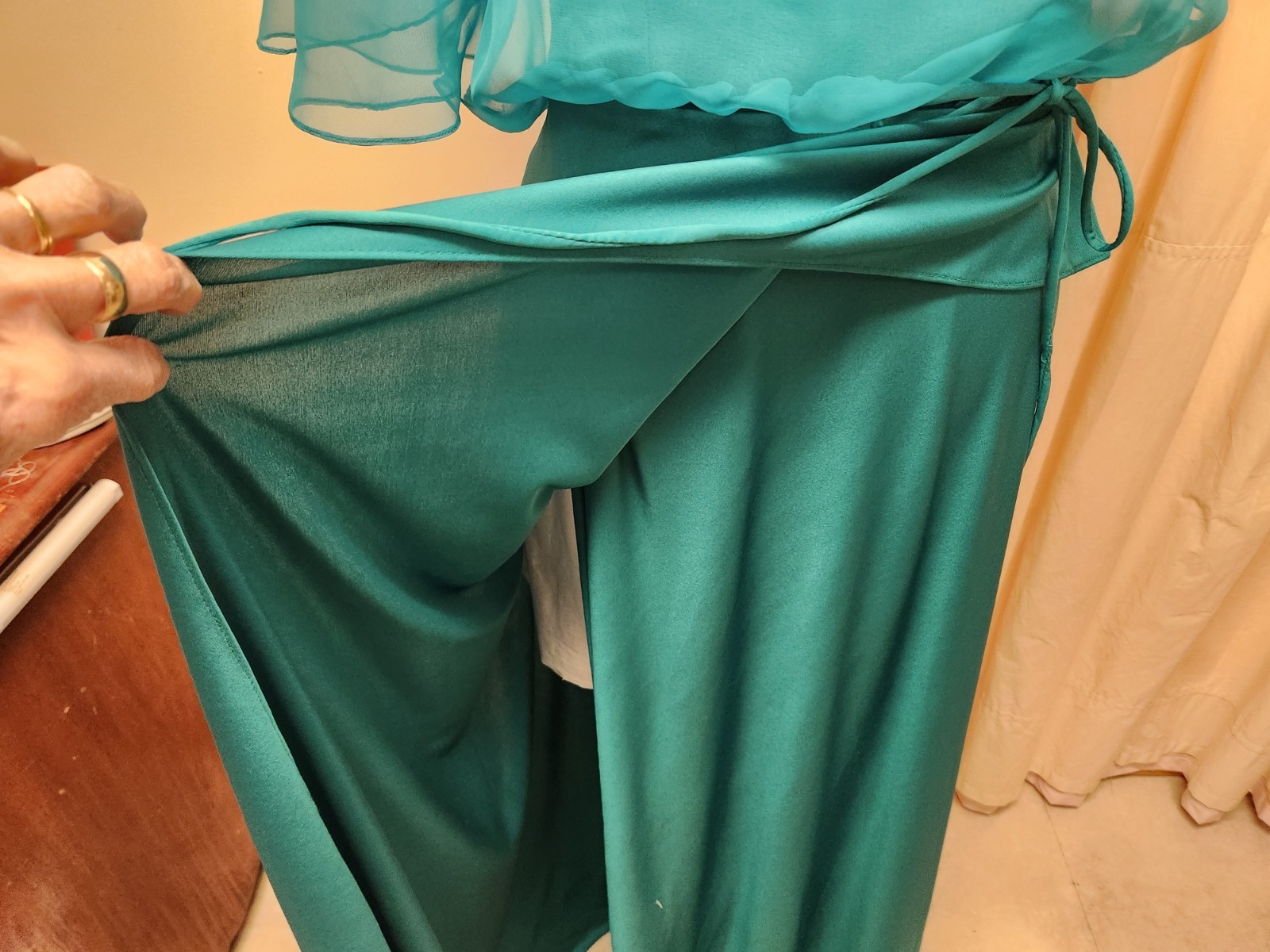 Unlabled Vintage Green/Teal Long Dress*sz11/12-plus Measurements *Good Condition