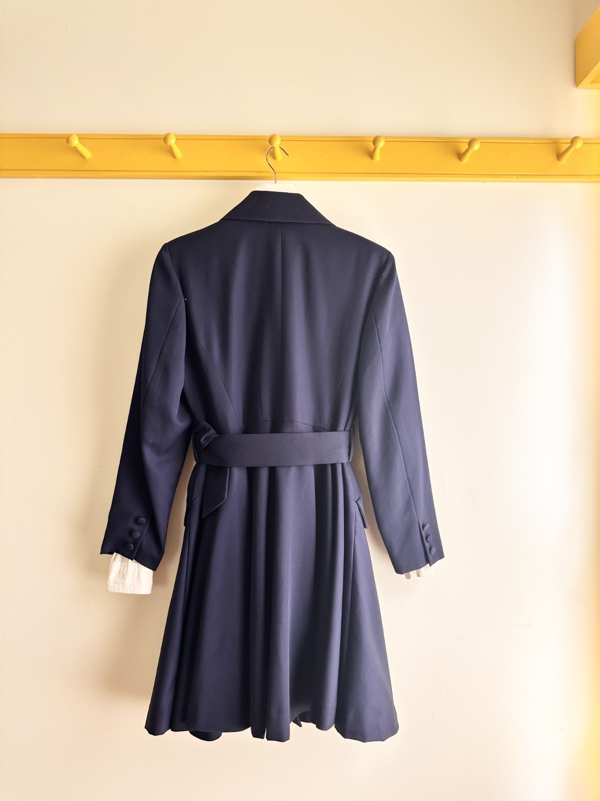 ISSEY MIYAKE I.S. Sport vintage 90s navy wool twill suiting trench suit dress