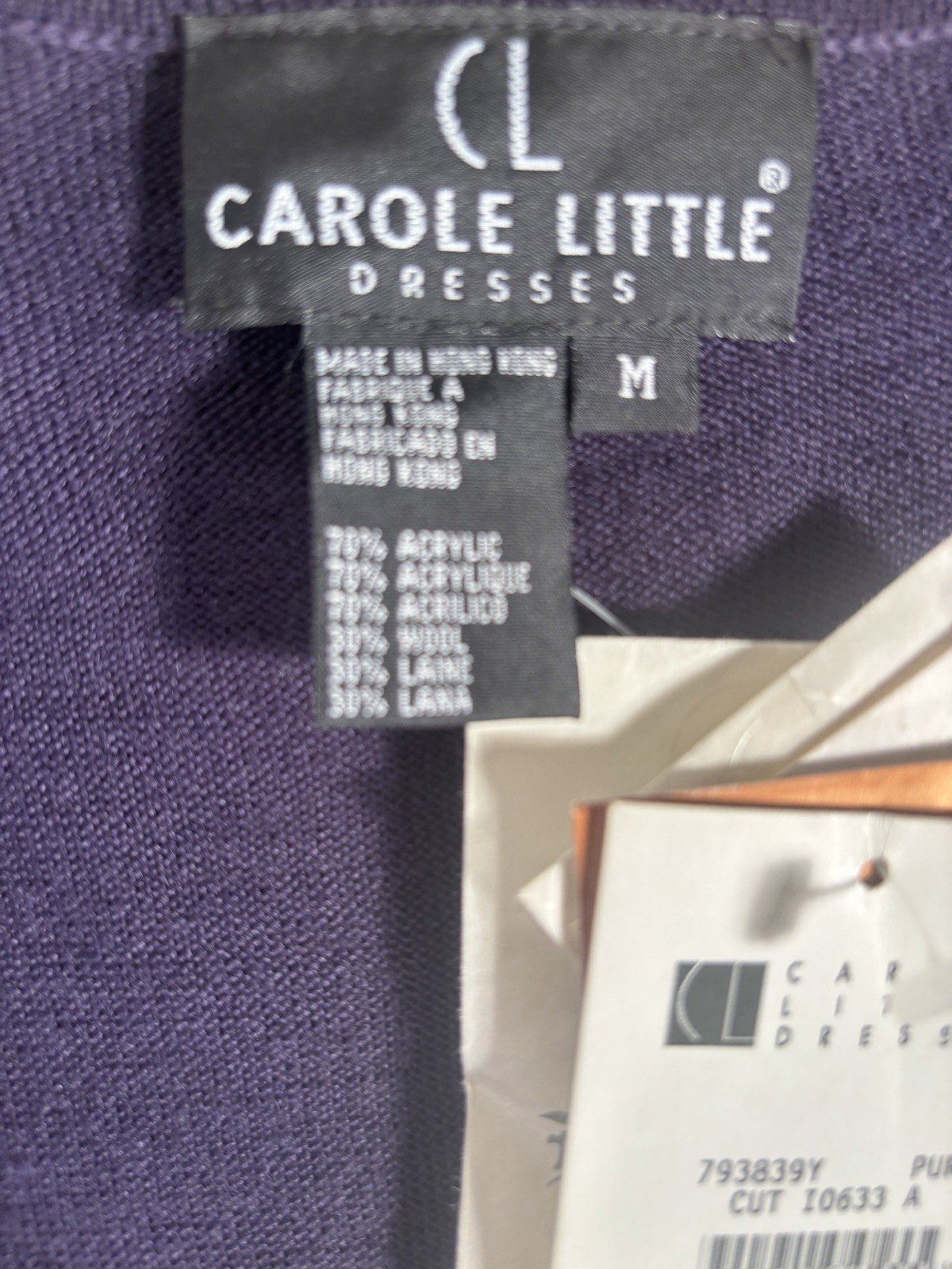 Vintage Carole Light Weight Long Sweater Dress NWT med Purple w/gorgeous beading