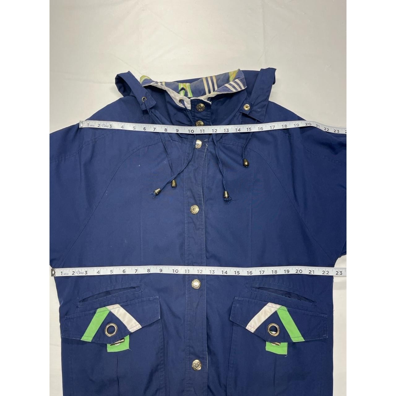 Vintage Current Seen Navy Blue Hooded Button Up Windbreaker Small