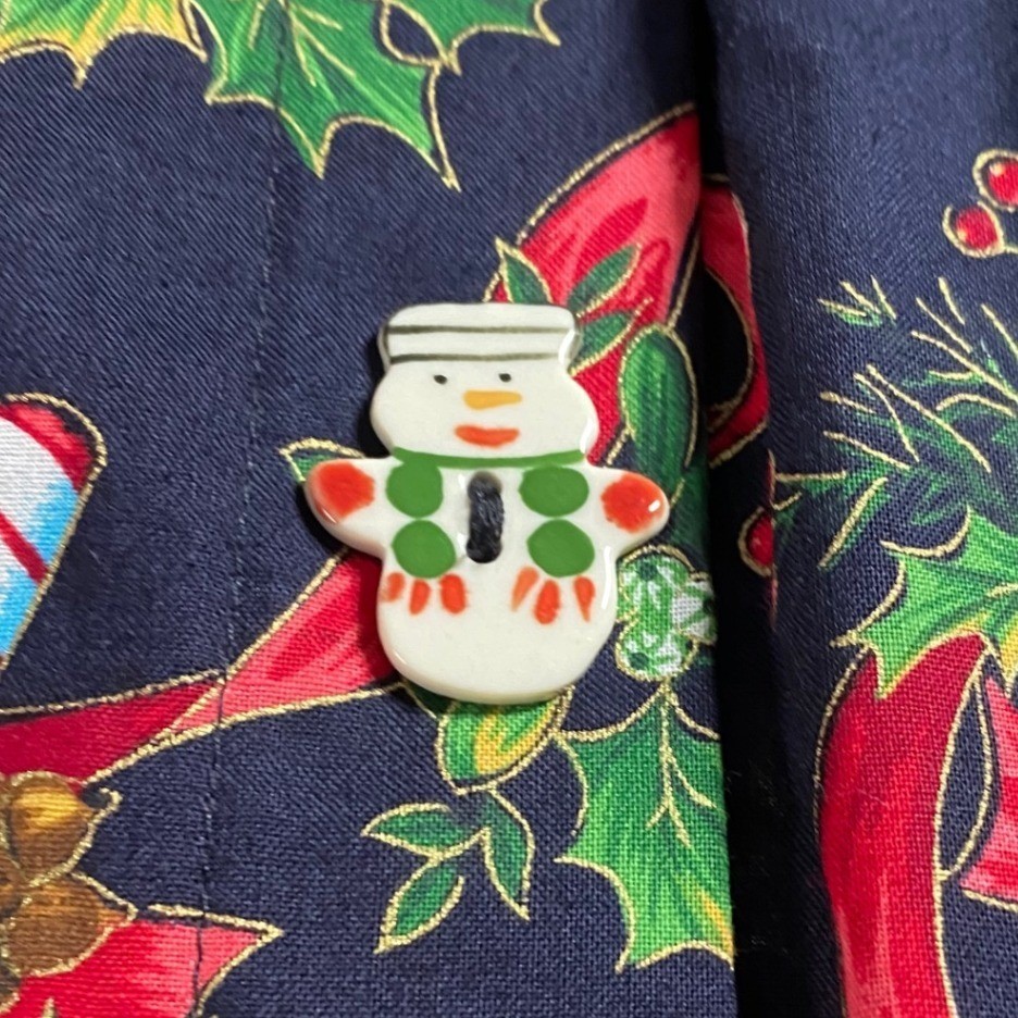 Vintage Dogwood Lane Christmas Dress Womens Medium Navy Blue Novelty Button Midi