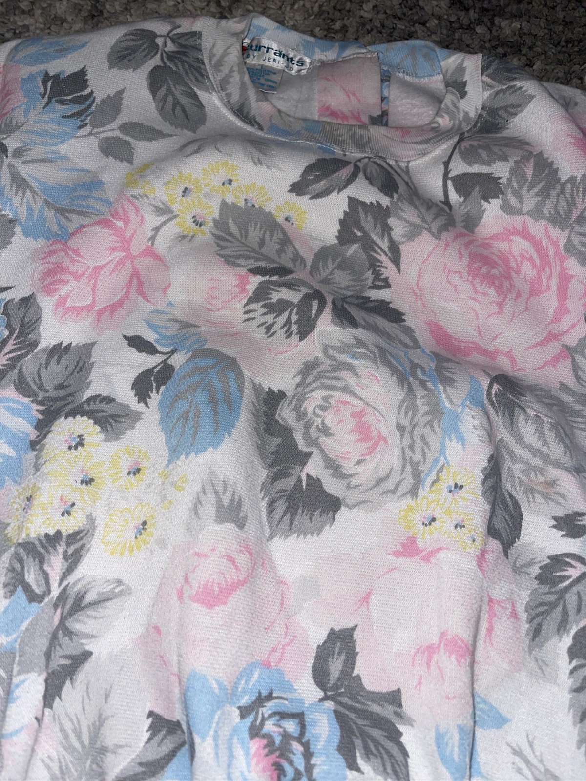 Vintage 1980s Currants by Jeri-Jo Floral Printer Sweatshirt – Size L 3/4 Sleeve