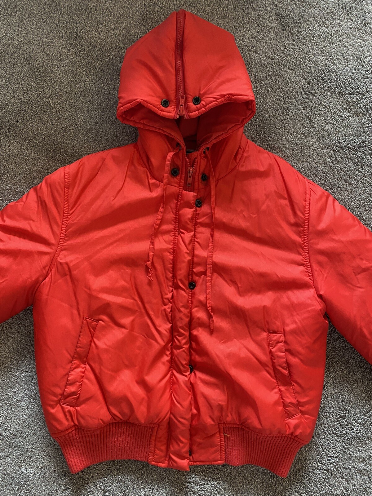 Vintage Obermeyer Womens M/12 Nylon Jacket Coat Red Made In British Hong Kong
