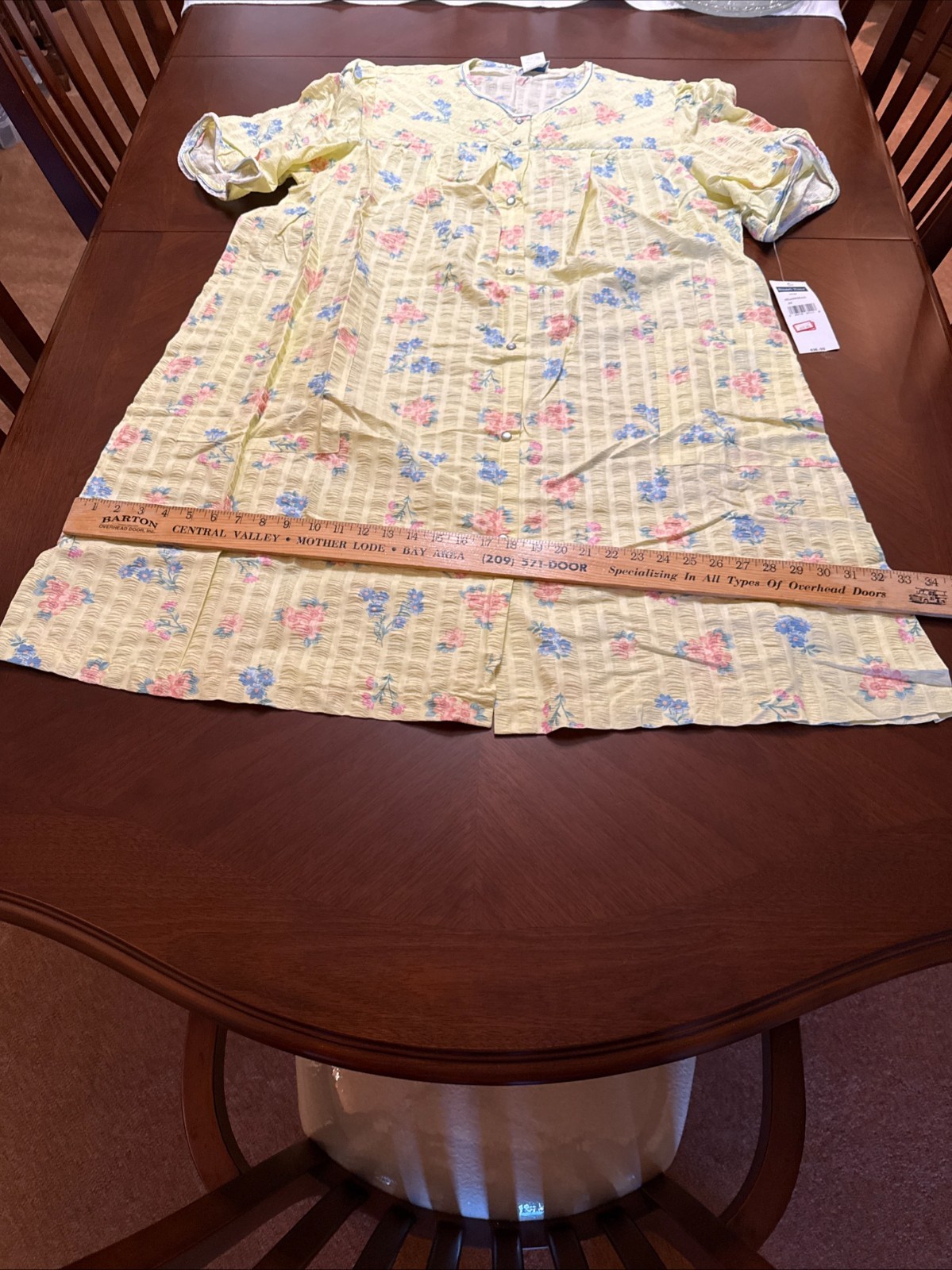 Vintage Housecoat Robe 3X Smart Time Yellow Floral Seersucker NOS NEW TAGS