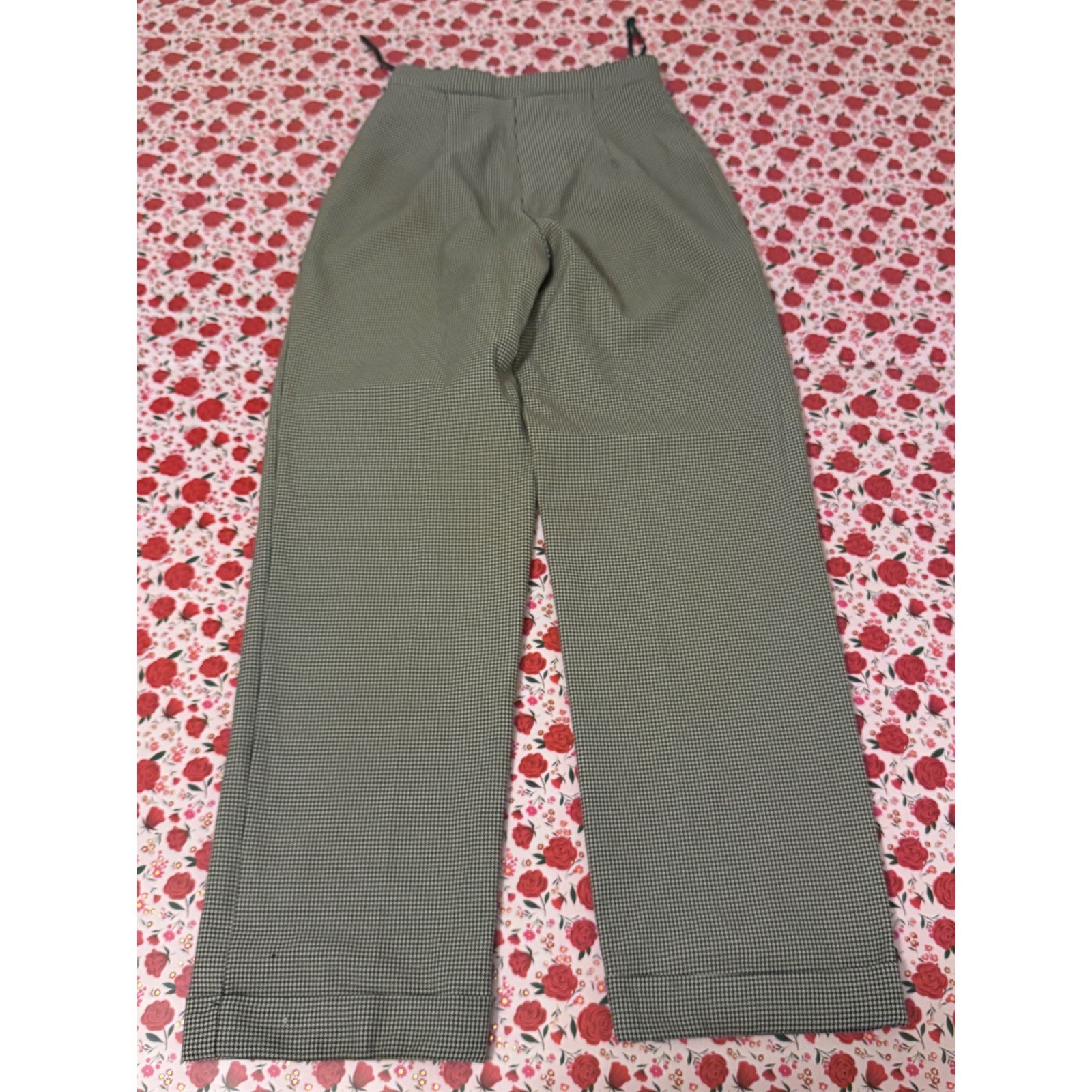 Vintage La Belle Houndstooth High Waisted Trousers Straight Leg Pants Size 3 d3