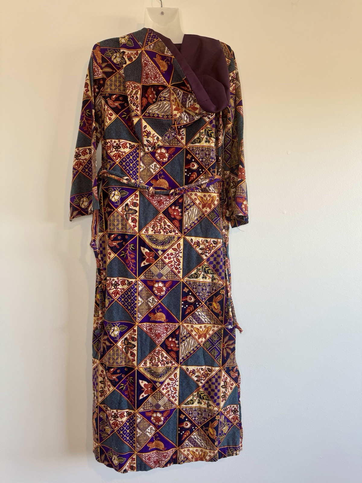 70s Berkleigh Juniors Vintage Hooded Caftan Hippie Boho Bohemian Festival
