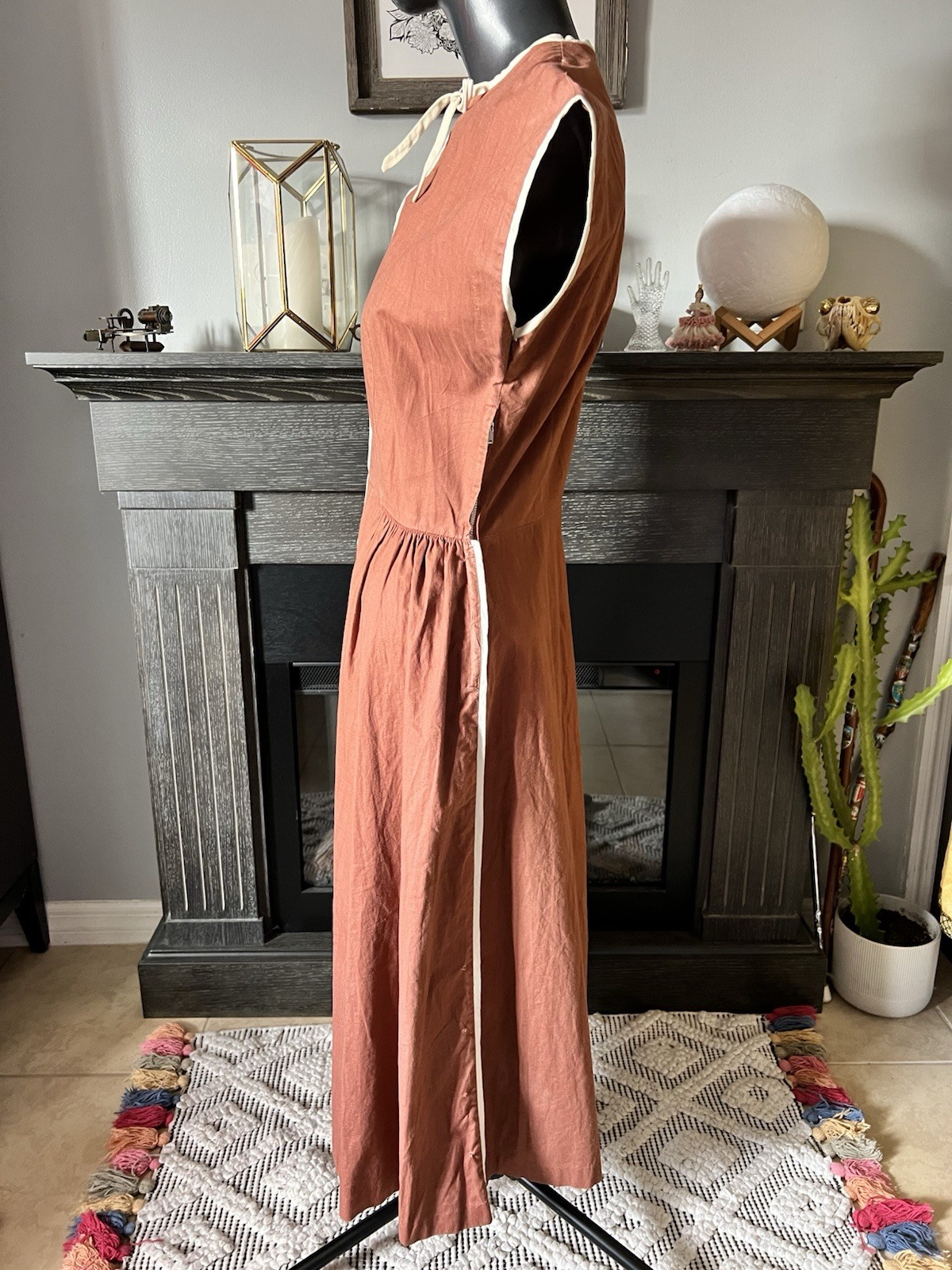 Vintage 40s Toni Todd Brown Fit & Flare Shirt Dress Cap Sleeves Buttons Small