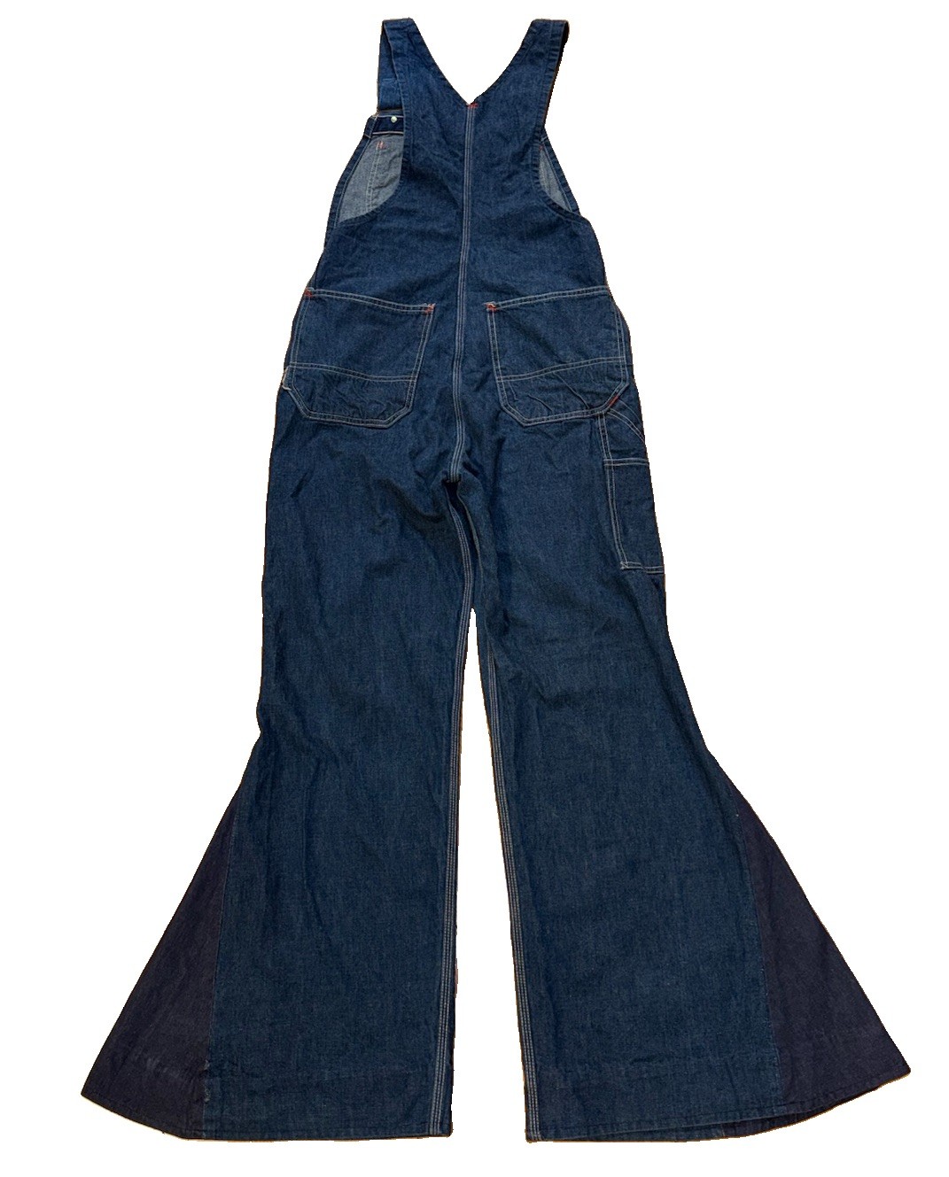 Vintage 1950s 50s Denim Overalls Custom 70s Flare Bell Bottom OOAK Jeans Sz 8