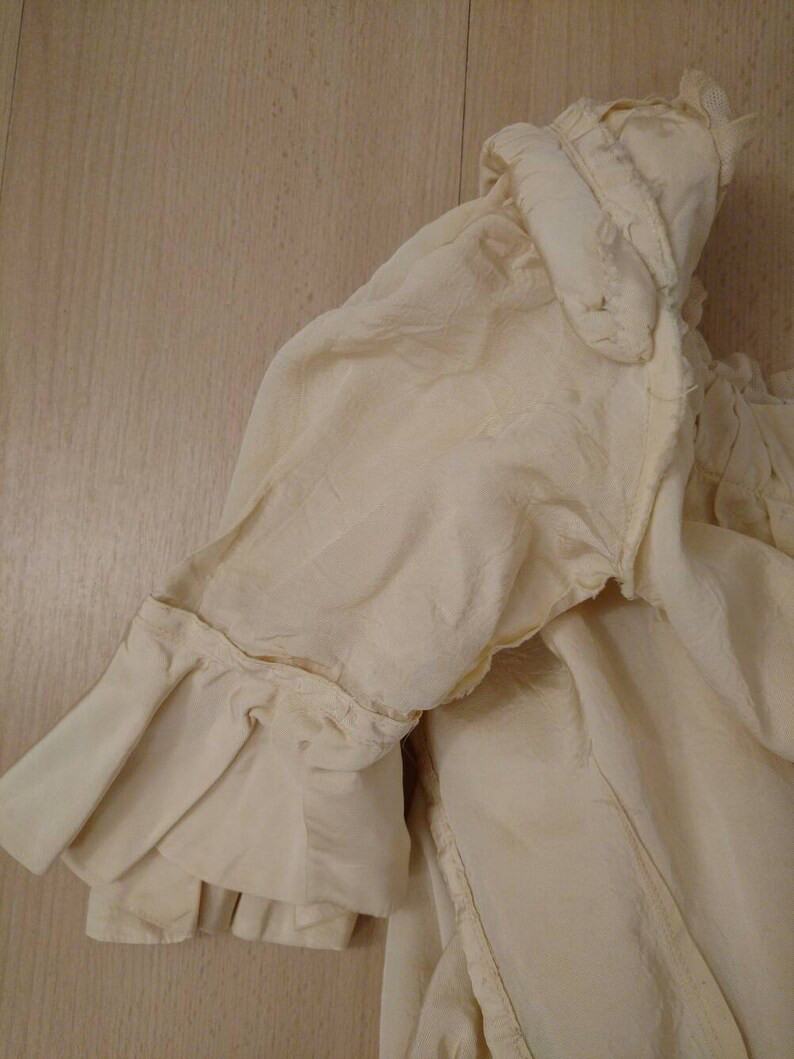 Vintage Faille Wedding Dress Full Skirt Cream Ivory Bridal Gown 34″B 27″W