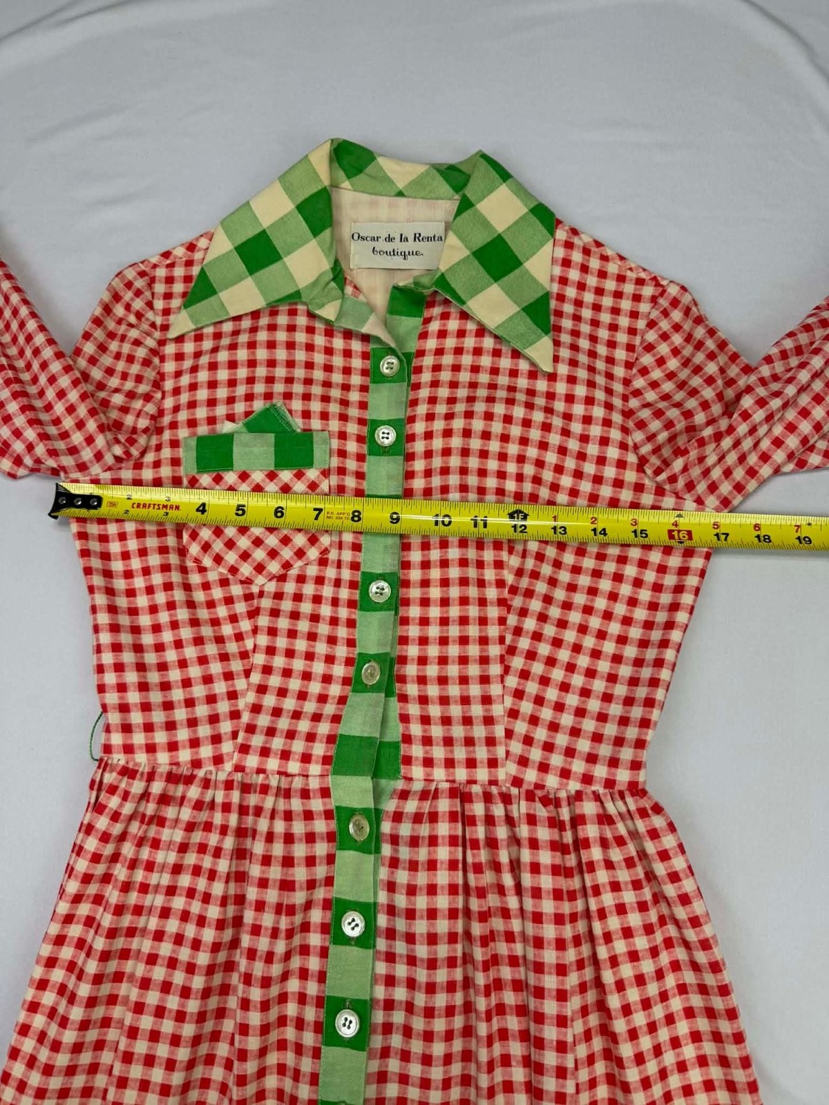 Vintage Oscar de la Renta Boutique Joseph Magnin Gingham Shirt Dress