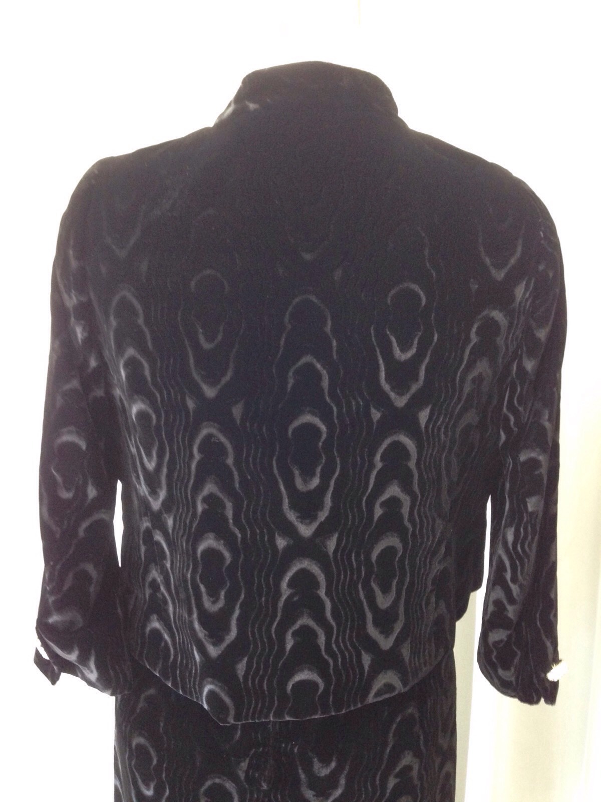 Vintage 60’s Sarah Fredericks Black Velour Moire Dress Suit