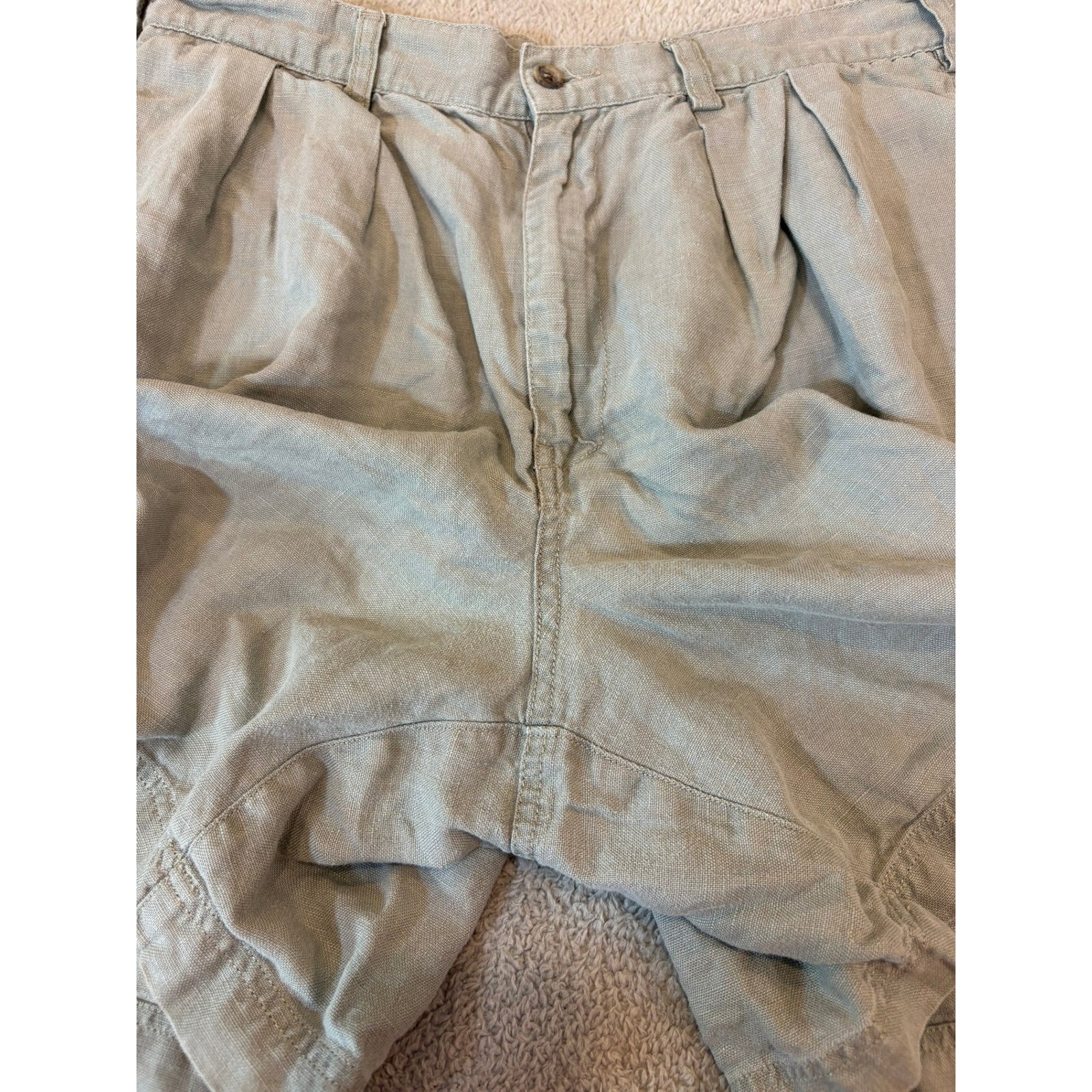 Vintage J.Crew Oarsman Women 100% Linen Pleated Shorts Gray Hong Kong Preppy Ivy