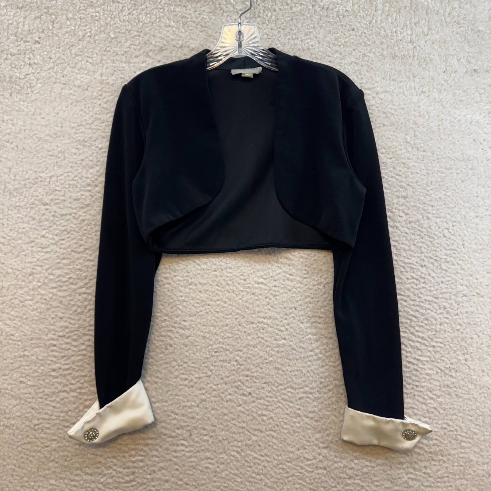 90s Vintage Bolero Shrug Evening Crop Blazer Jacket Black Small Maestro Butler