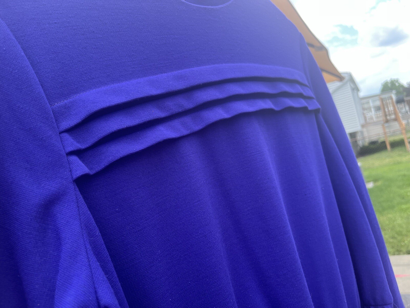 JERRIE LURIE 1960’S MAXI DRESS SIZE 12/14 LONG SLEEVE, BELT, COLOR BLUE