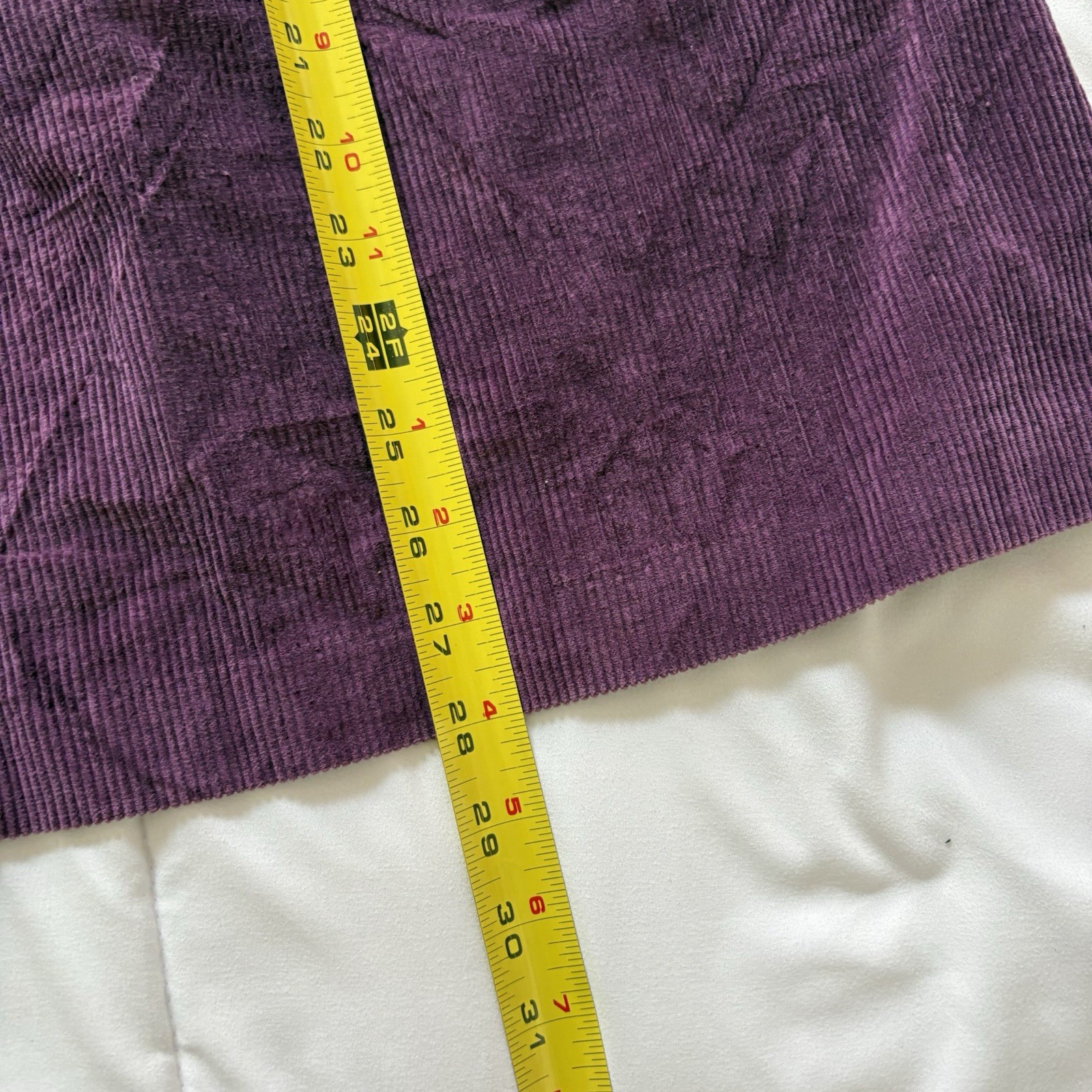 Vintage 80s Purple Corduroy Button Front Midi Skirt Womens 18 100% Cotton Retro