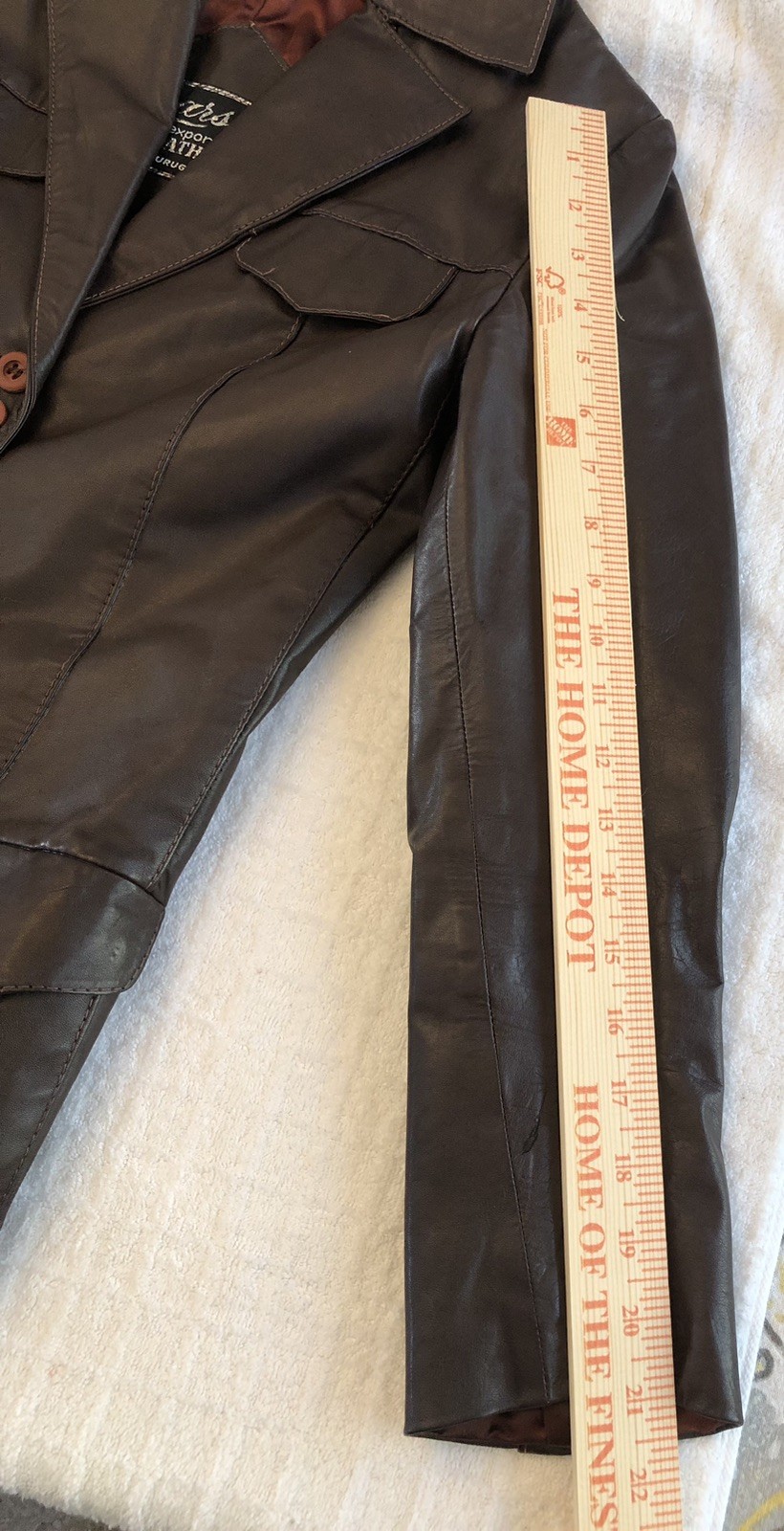 Vintage 1970s LEARSI Leather Jacket Size 14/Small Brown Cool Fashion Button GUC