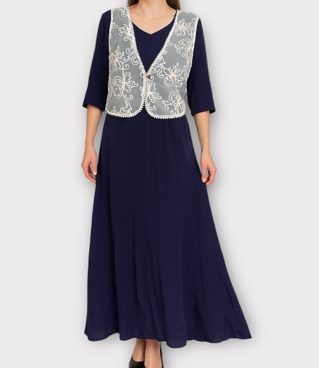 Vintage Nina Piccalino Dress Size 8 Lace Overlay Maxi Cottagecore Prairie NWT