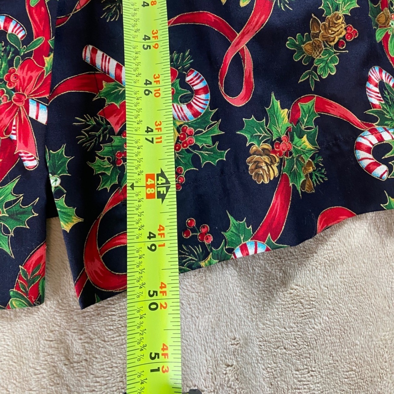 Vintage Dogwood Lane Christmas Dress Womens Medium Navy Blue Novelty Button Midi