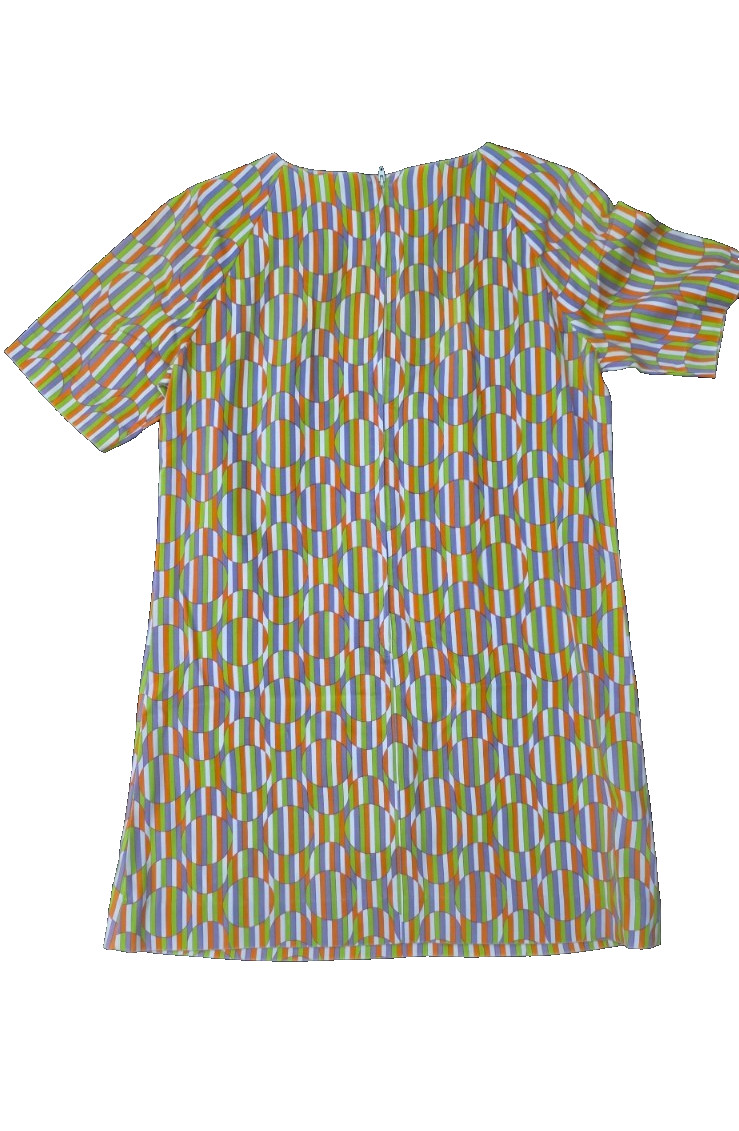Vintage 1960s Mod fashion era shift dress multi color Size S