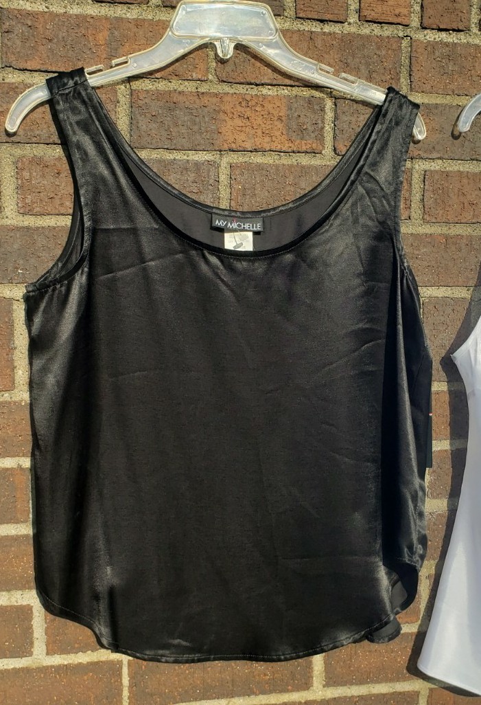 Lot of Three Vintage Satin Camisole Slip Tops Size Large Red White Black NEW