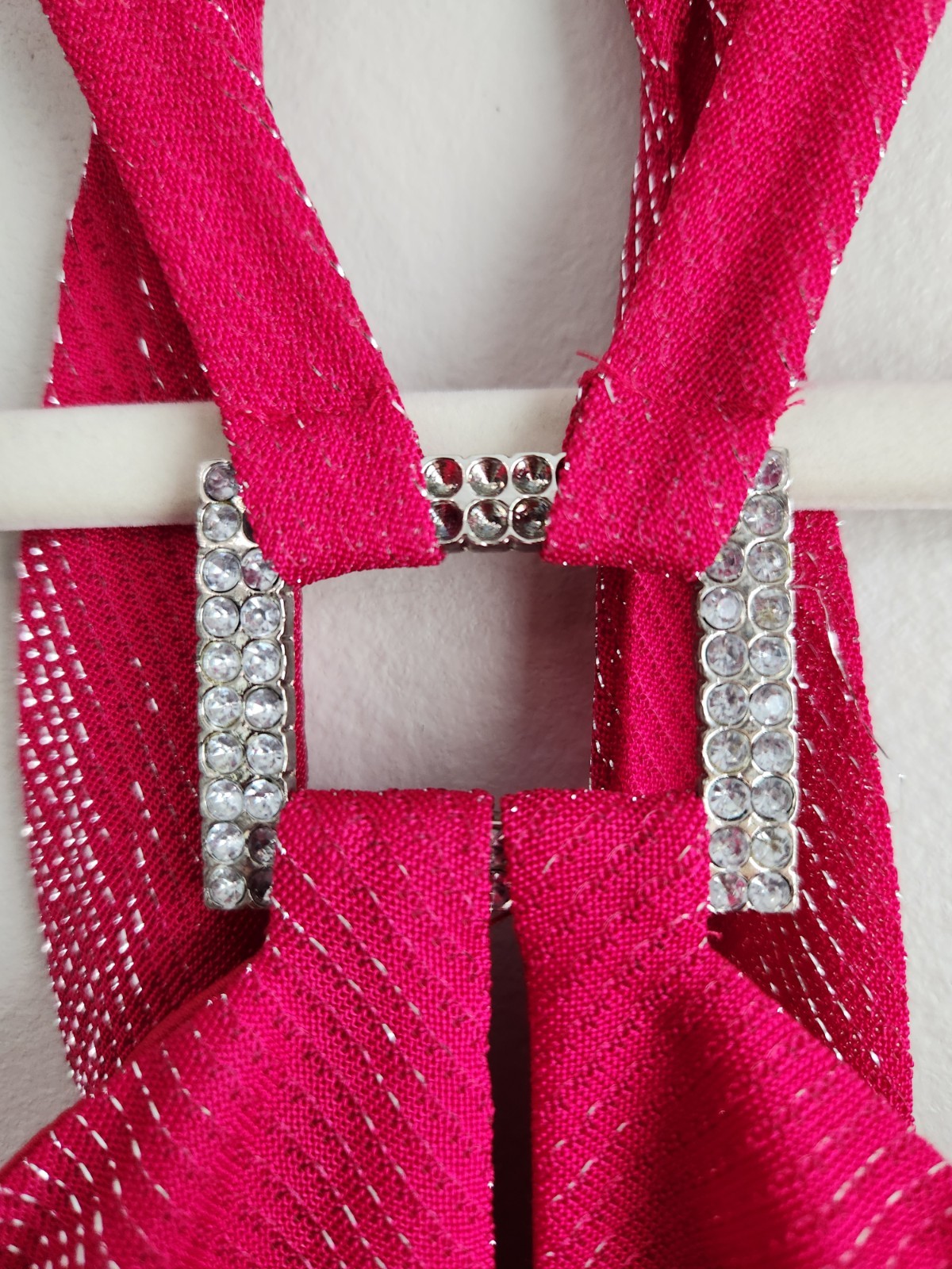 Vintage 90s Y2k Dress De Laru Prom Gown Halter Hot Pink Metallic 7 8