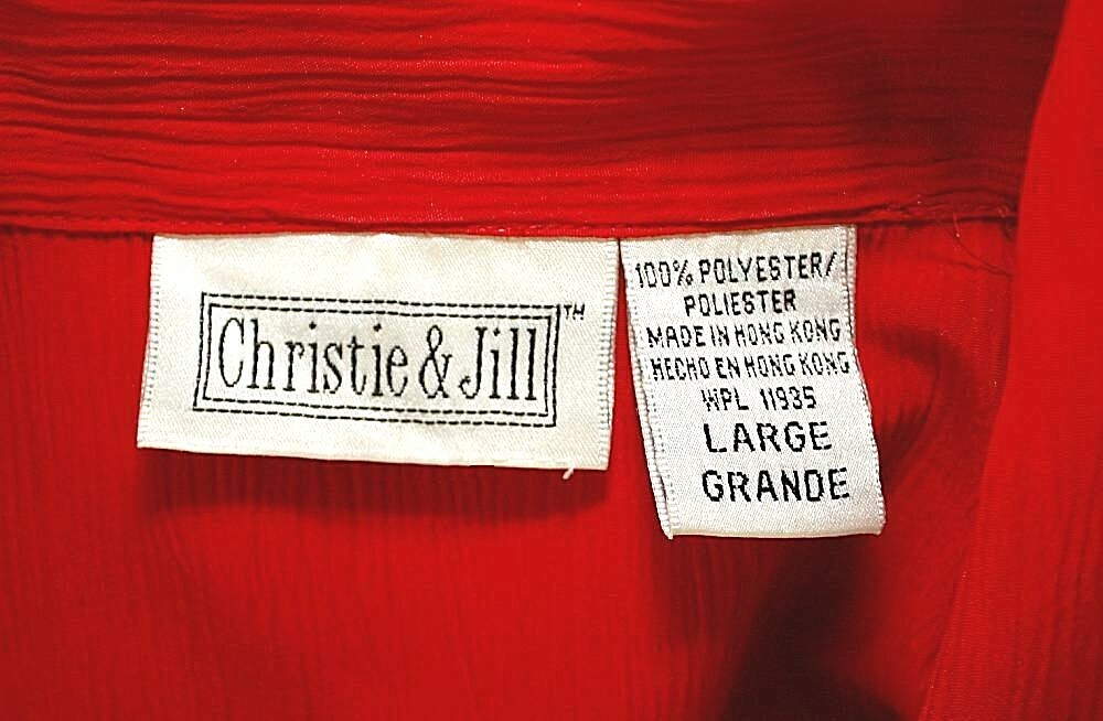 VTG CHRISTIE & JILL Woman’s Casual Top Blouse Button Front Bright Red Sz. L #02