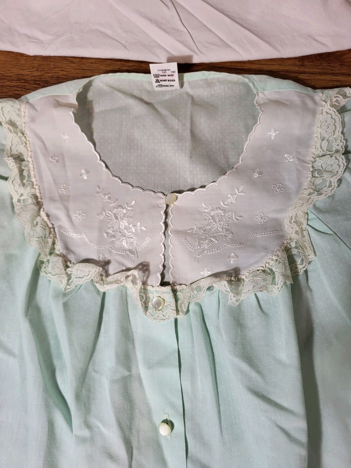 Vintage Woolworths Size 10-12 Green Lace 2 Piece Pajama Set Lace
