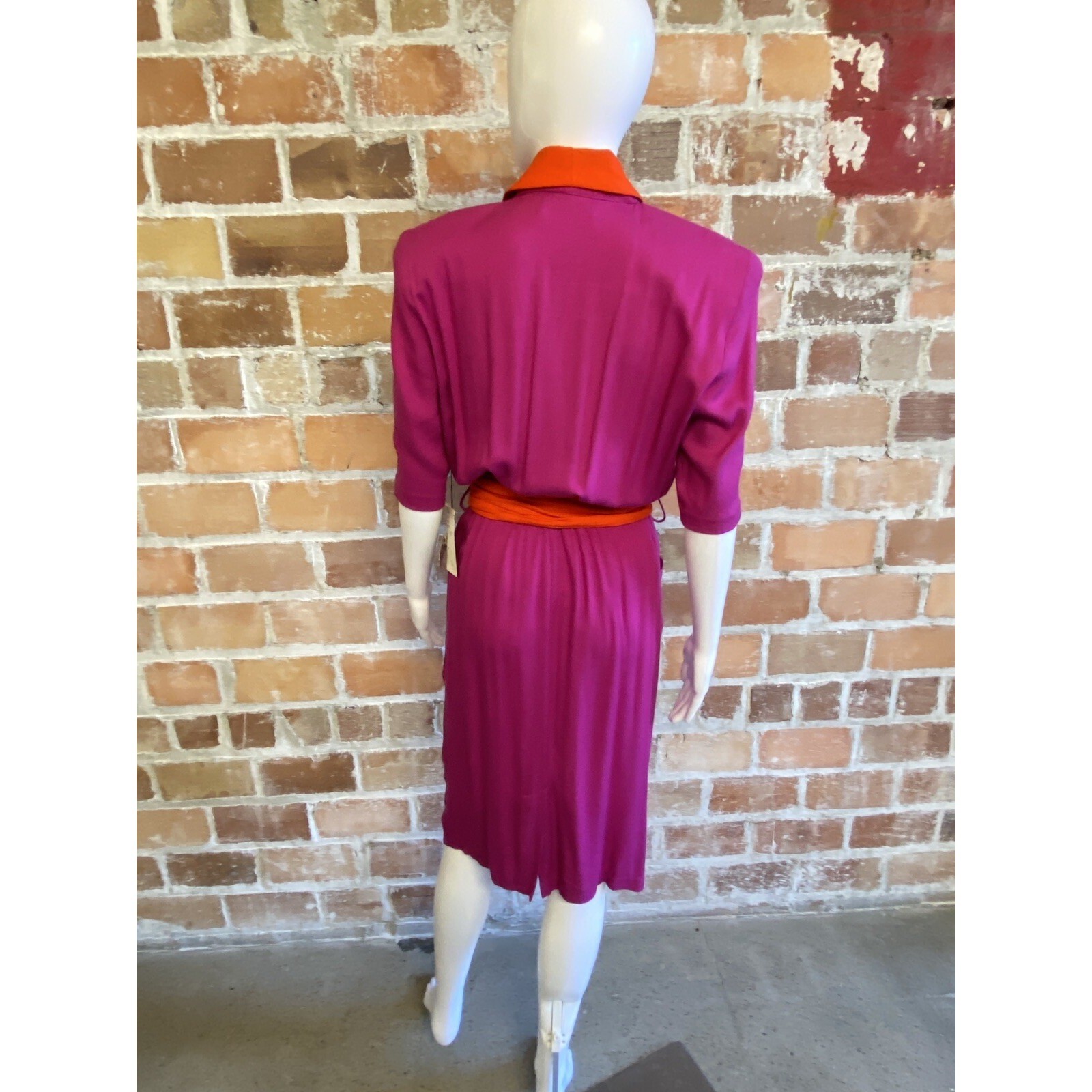 Vintage NWT KAREN KANE Designer Pocketed Wrap Dress Red Pink Size 6 RN59168