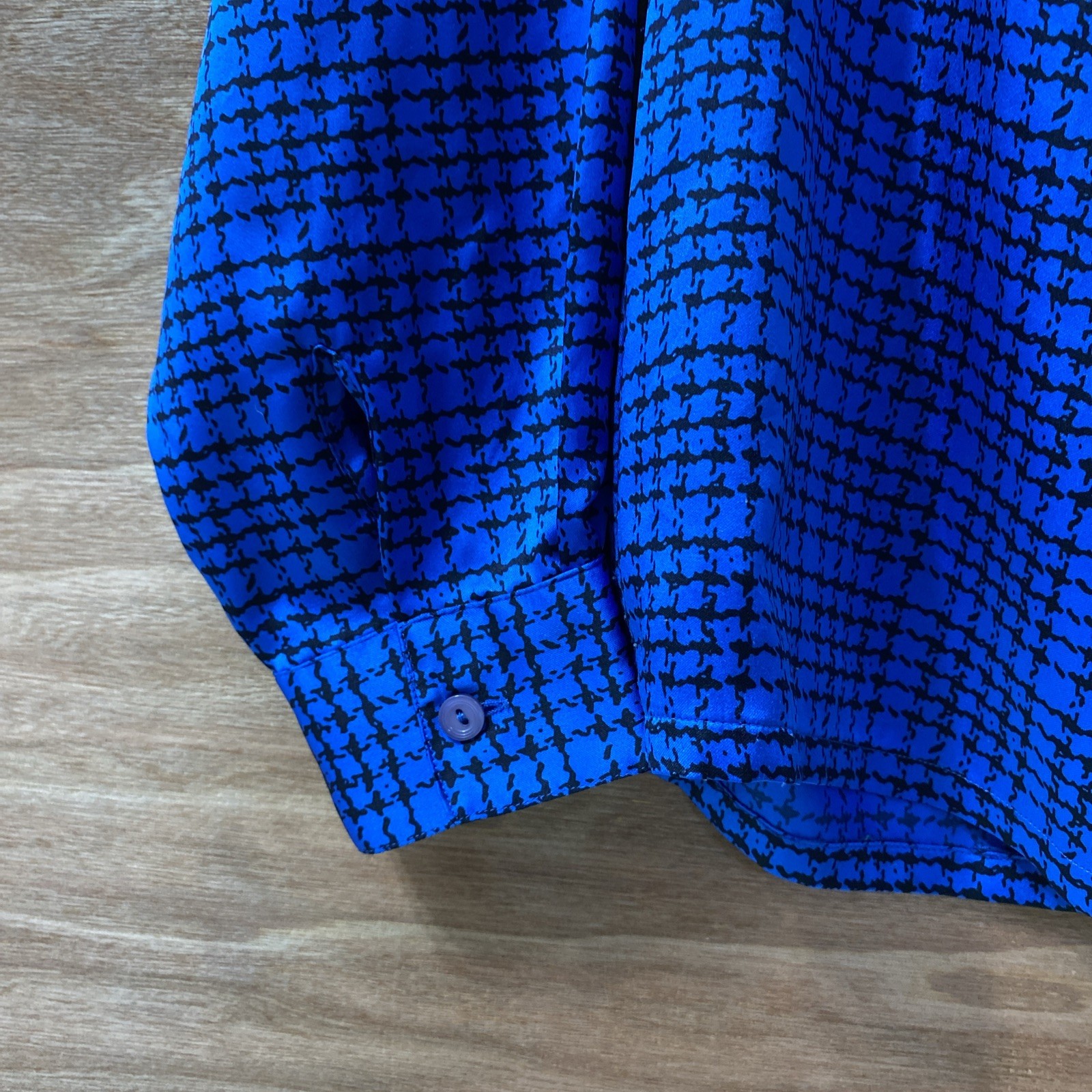 Vtg 90’s Oscar De La Renta Collectibles Collection Black & Blue Blouse Sz 10