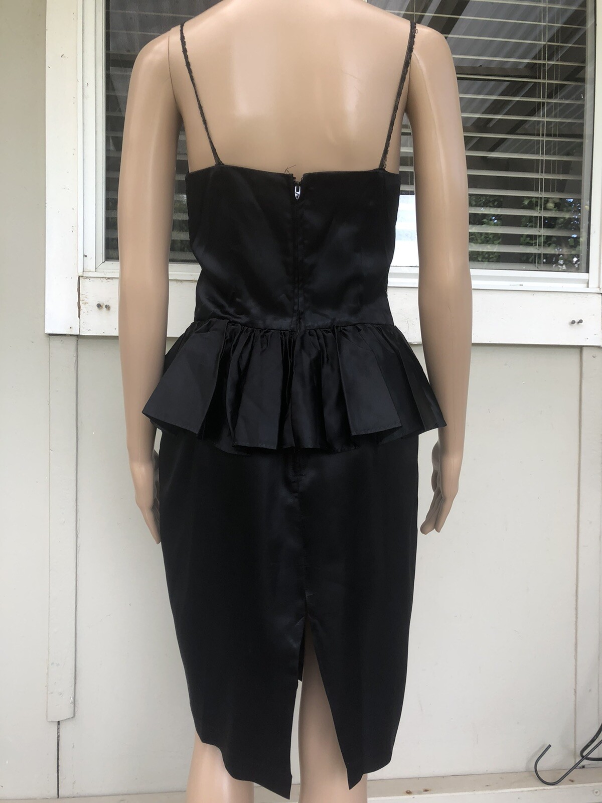 Vtg 80s Glenrob USA Black Sequin Strappy Cocktail Party Evening Dress S