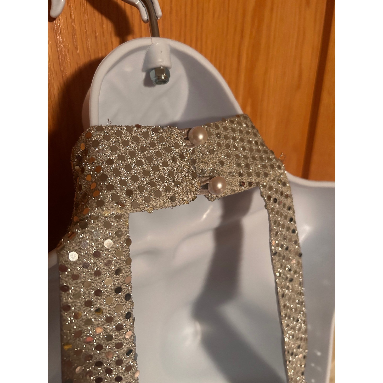 NEW Vintage 90s Roberta Silver Sequin Halter Maxi Dress Mock Neck Open Back XS