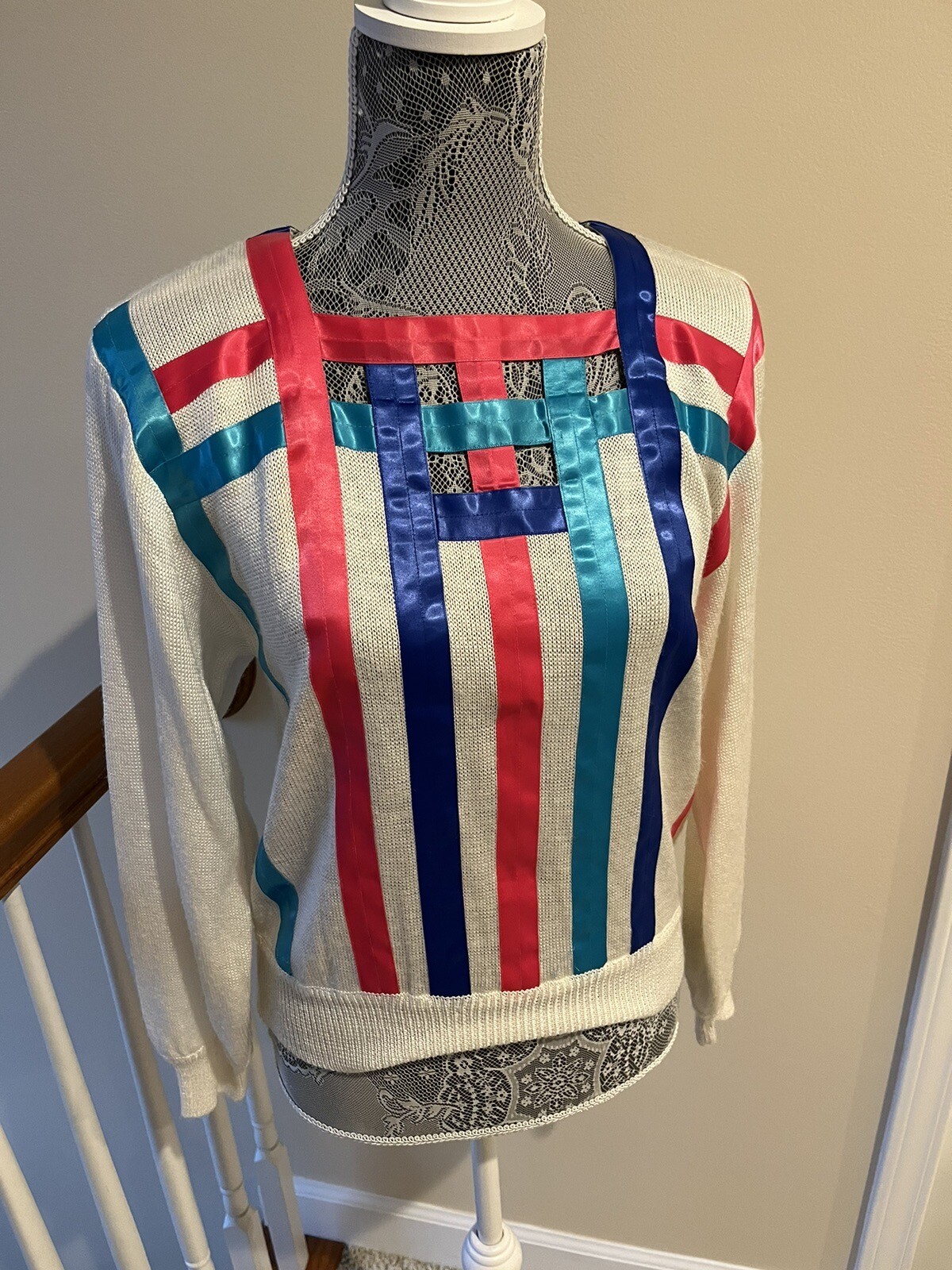 Vintage 90s Piat LTD Ribbon Sweater – Size 10 (S) See Descrip. for Measurements
