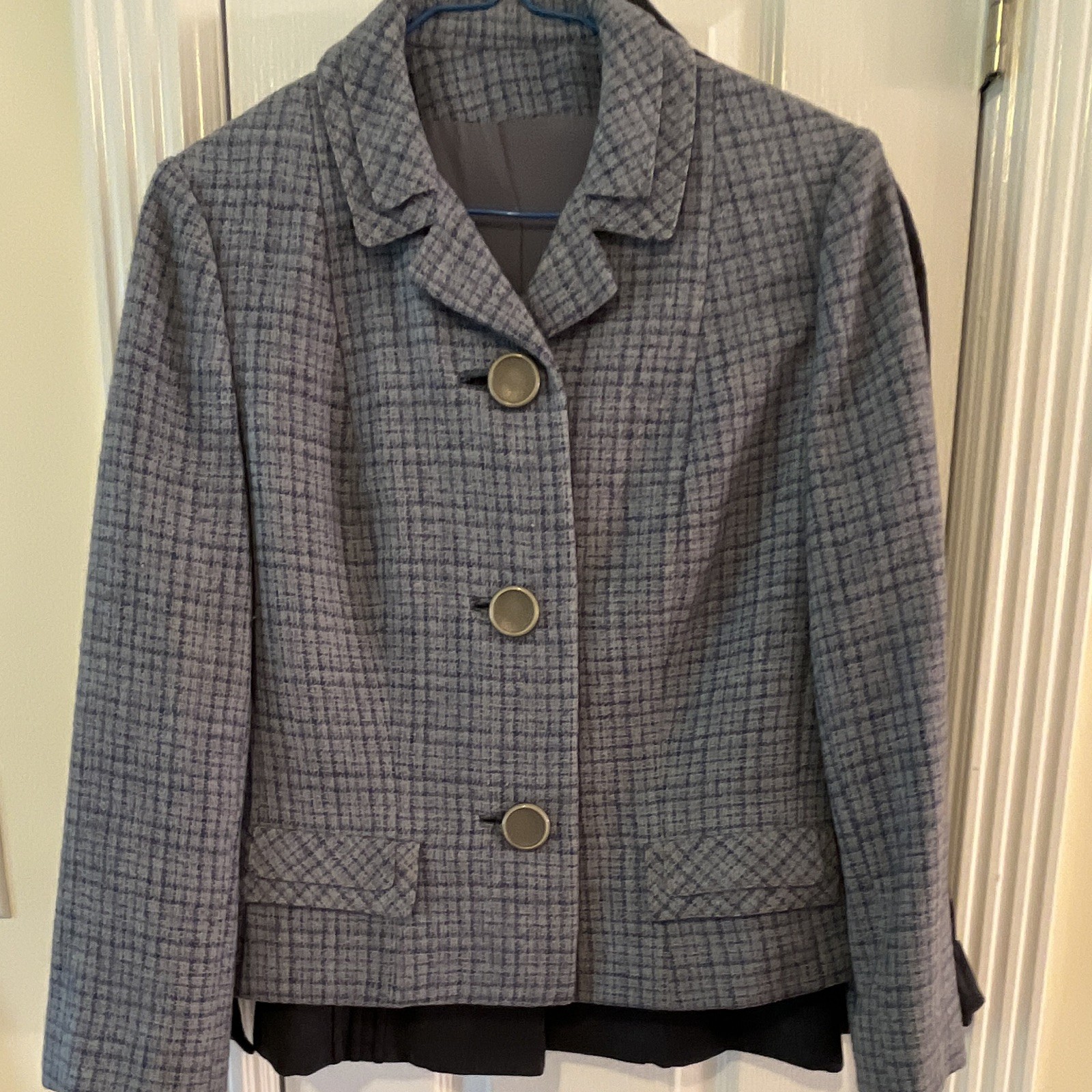 Vintage Women 1960s Hymson BUNDLE of 2 Wool Tweed Plaid Lined jackets size M
