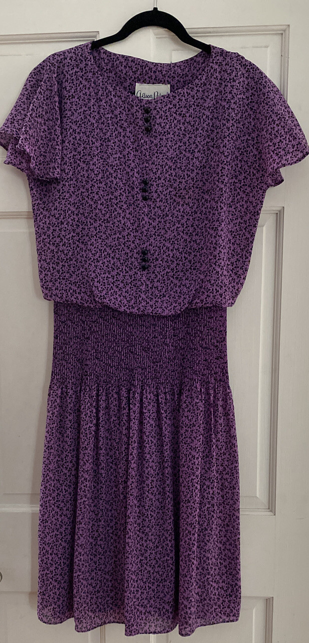 Vintage 80’s Alison Peters blowsy dress s. 8 med, flattering, versatile length