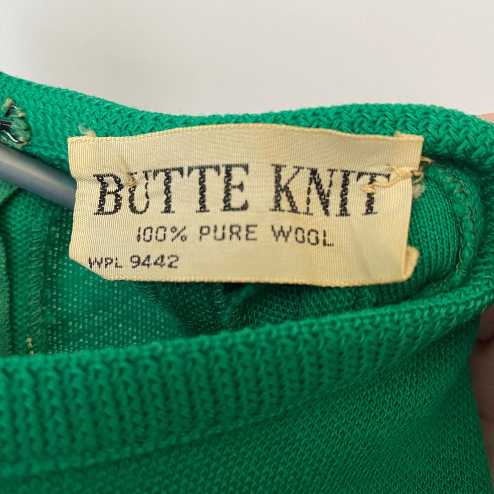 VTG Butte Knit 100% Pure Wool Academia Office Siren Green Sheath Dress Green