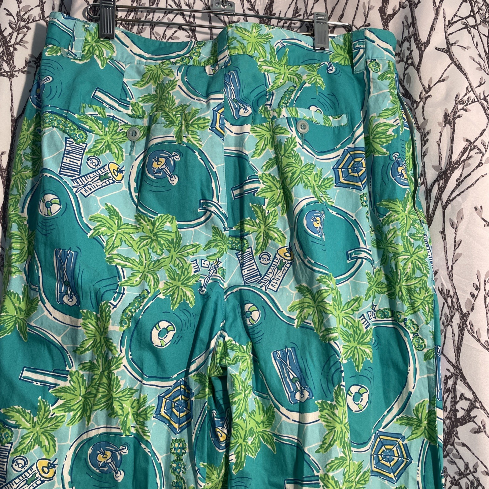 Lilly Pulitzer Size 34 Greens Pool Tropical Pants Vacation/Cruise
