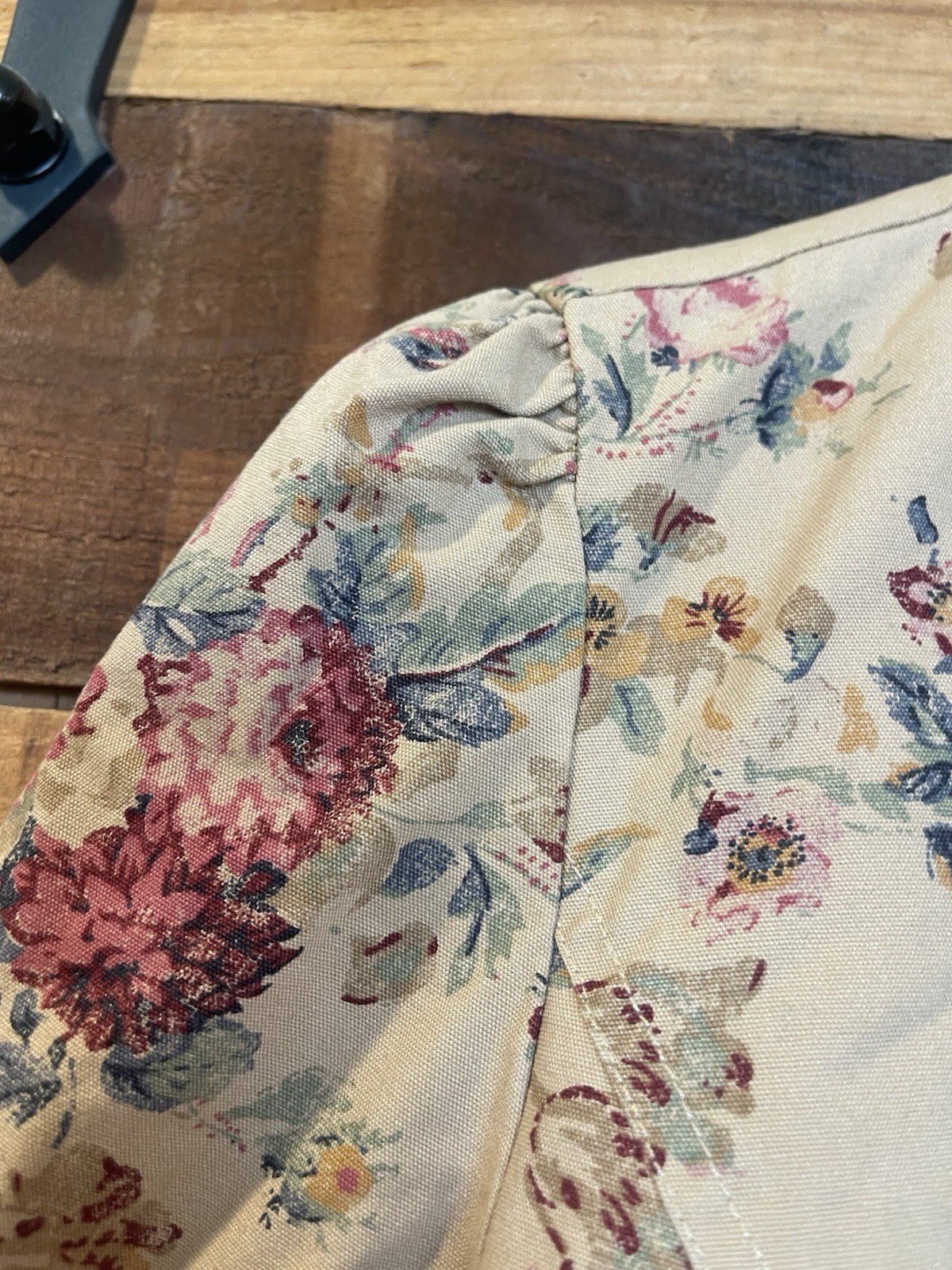 Vtg Chaps Ralph Lauren Cottage Rose Beige Denim Jacket Shirt Large Boho Classic