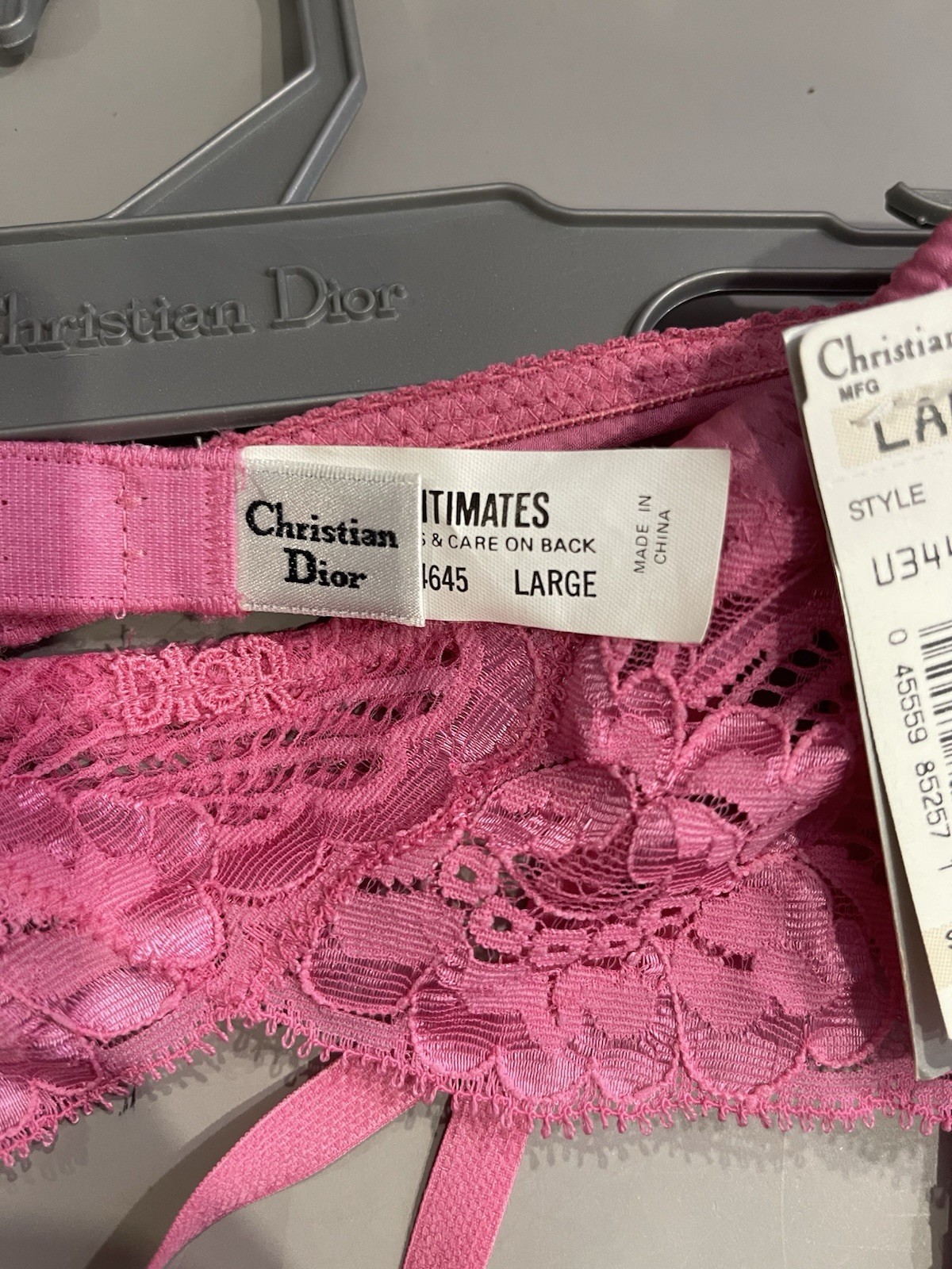 Vtg Christian Dior Intimates Garter Belt Silk Rose Pink Lace Women’s Large NWT