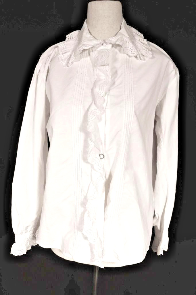 Rare Antique French White Cotton Edwardian-1920’s Blouse Size Large 44″ Bust