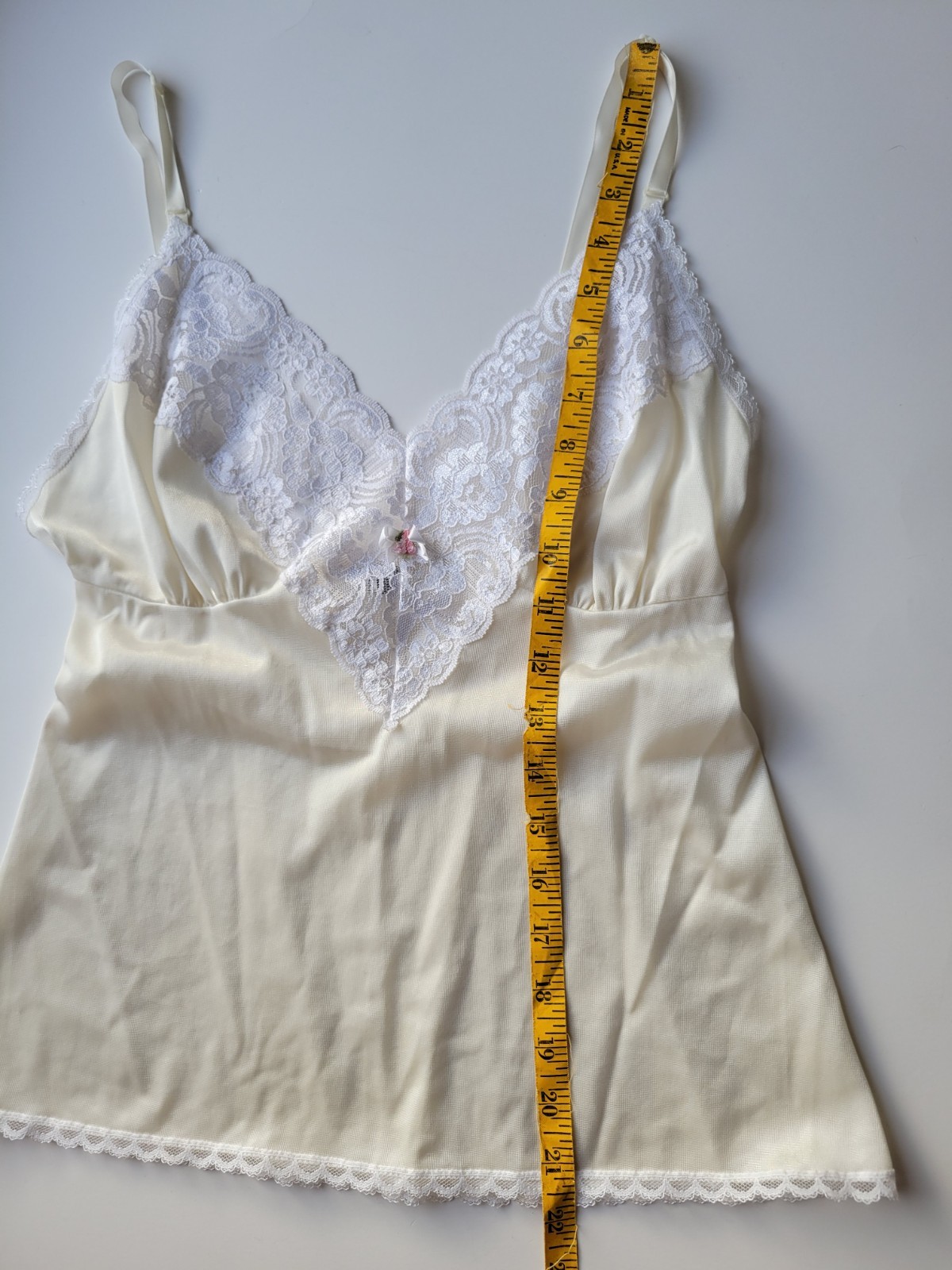 VTG Ashley Taylor Nylon Lace Trim Cami White Off White SM