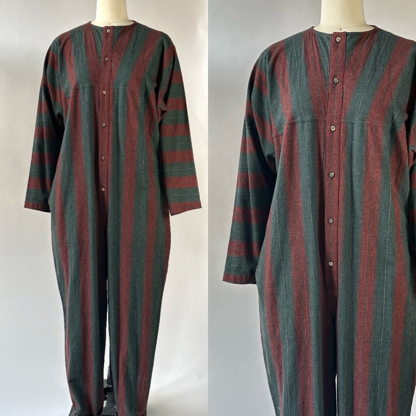 80s Issey Miyake Plantation Oversized Cotton Jumpsuit M