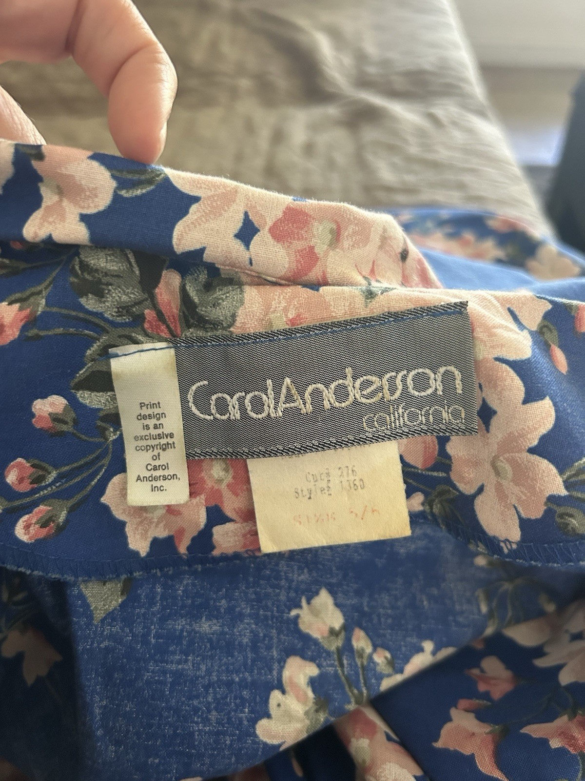 Vtg 80’s Carol Anderson CA blue floral hydrangea tea dress w/ belt size 5/6
