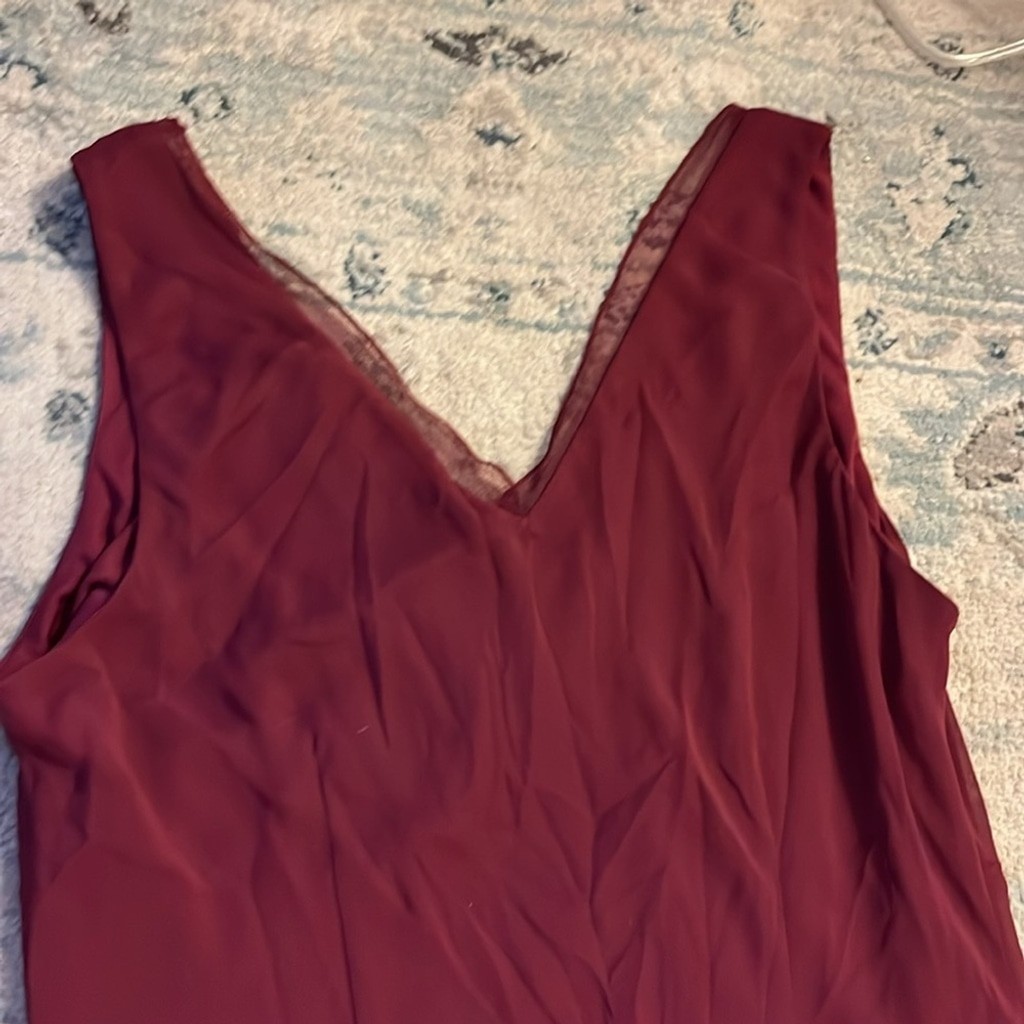 b.i.y.a.y.c.d.a. Stylish Burgundy V-Neck Sleeveless Blouse