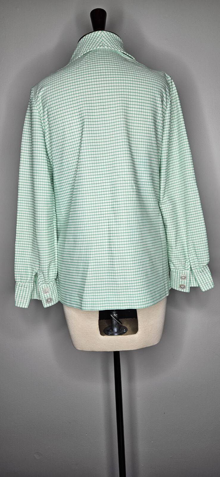 VTG 1970s Lightweight White Green Plaid Jacket Blazer L